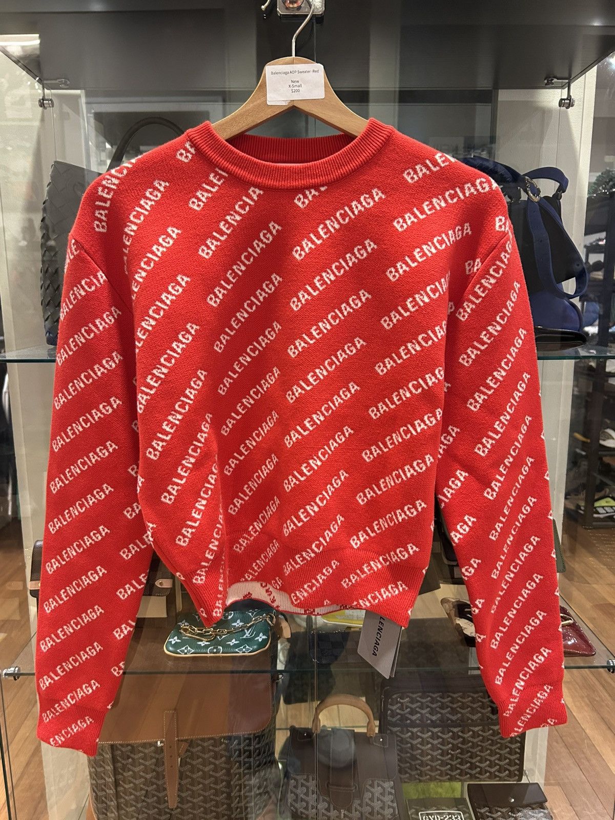 Balenciaga Balenciaga AOP Sweater - Red Size XS / US 0-2 / IT 36-38 - 1 Thumbnail