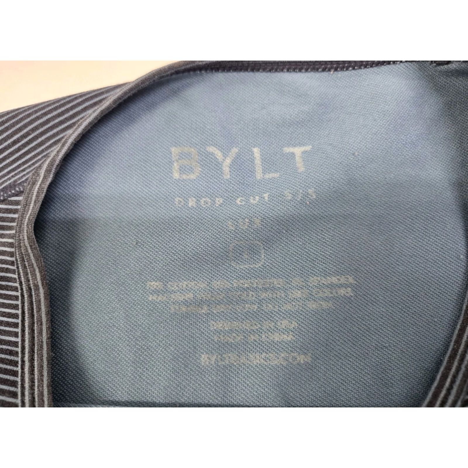 Vintage BYLT Drop Cut Lux Short Sleeve Blue Striped Shirt L Mens Henley Logo Knit Cotton Polyester Spandex Easy Care Regular Fit 8073 Size US L / EU 52-54 / 3 - 4 Thumbnail