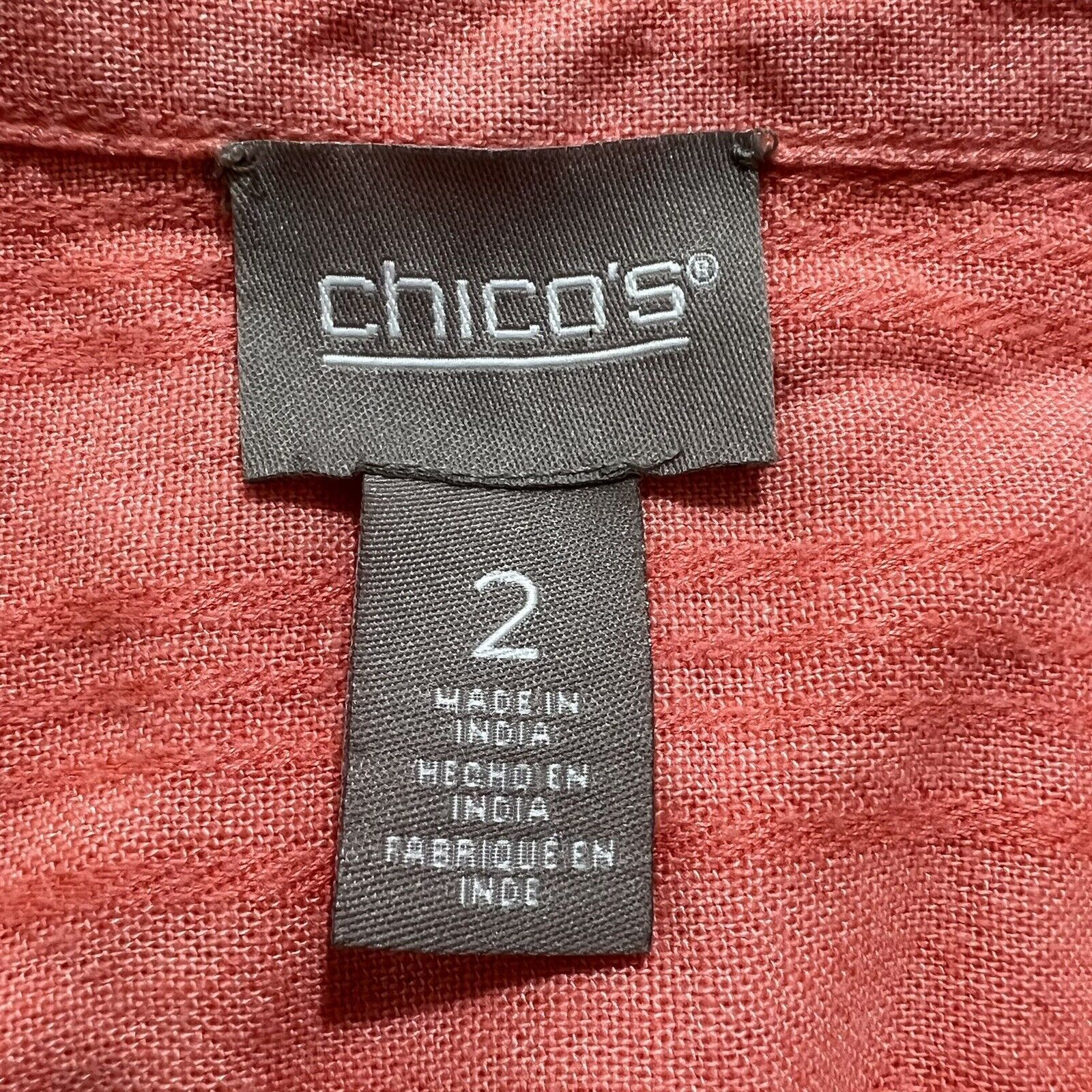 Chicos Chico's Large Linen Blend Short Sleeve Half Button Up Shirt Size L / US 10 / IT 46 - 3 Thumbnail