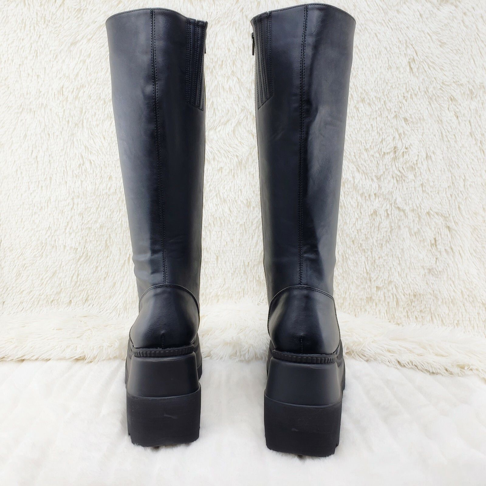 Demonia Cult DEMONIA Shaker 100 Black Matte Platform 4.5" Wedge Heel Knee Size US 12 / IT 42 - 6 Thumbnail
