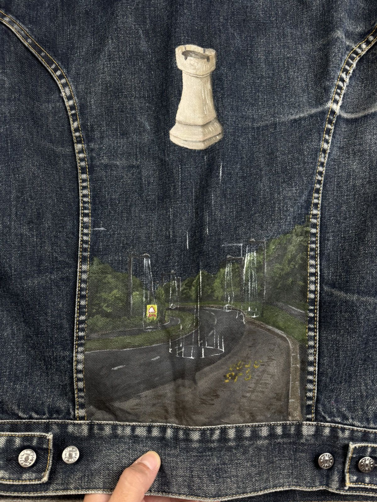 Diesel Diesel Custom 1 of 1 Chess Design Blue Men’s Medium Vintage Denim Jeans Jacket Size US M / EU 48-50 / 2 - 19 Thumbnail
