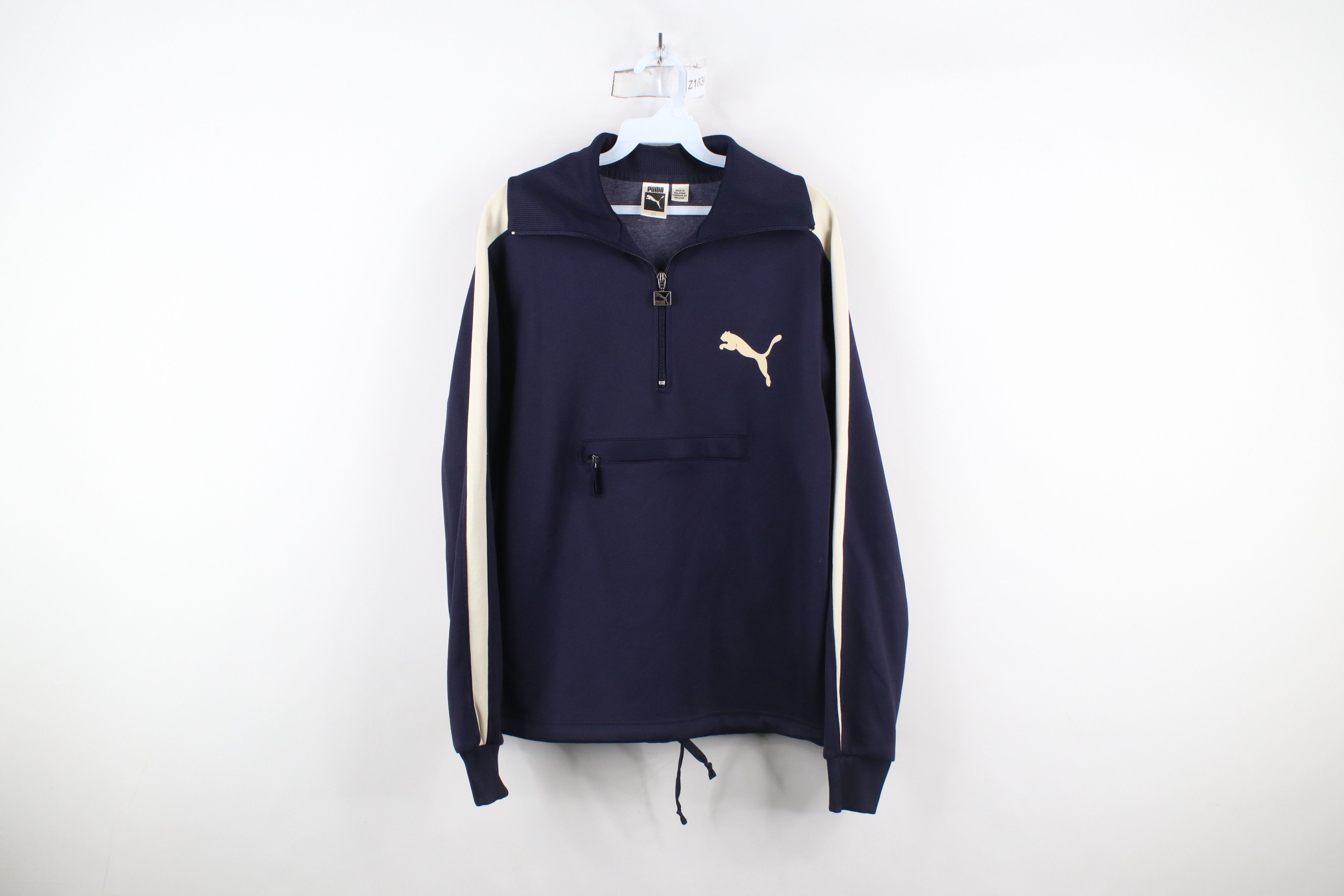 Puma × Vintage Vintage 80s 90s Puma Half Zip Pullover Anorak Jacket Blue Size US L / EU 52-54 / 3 - 1 Thumbnail