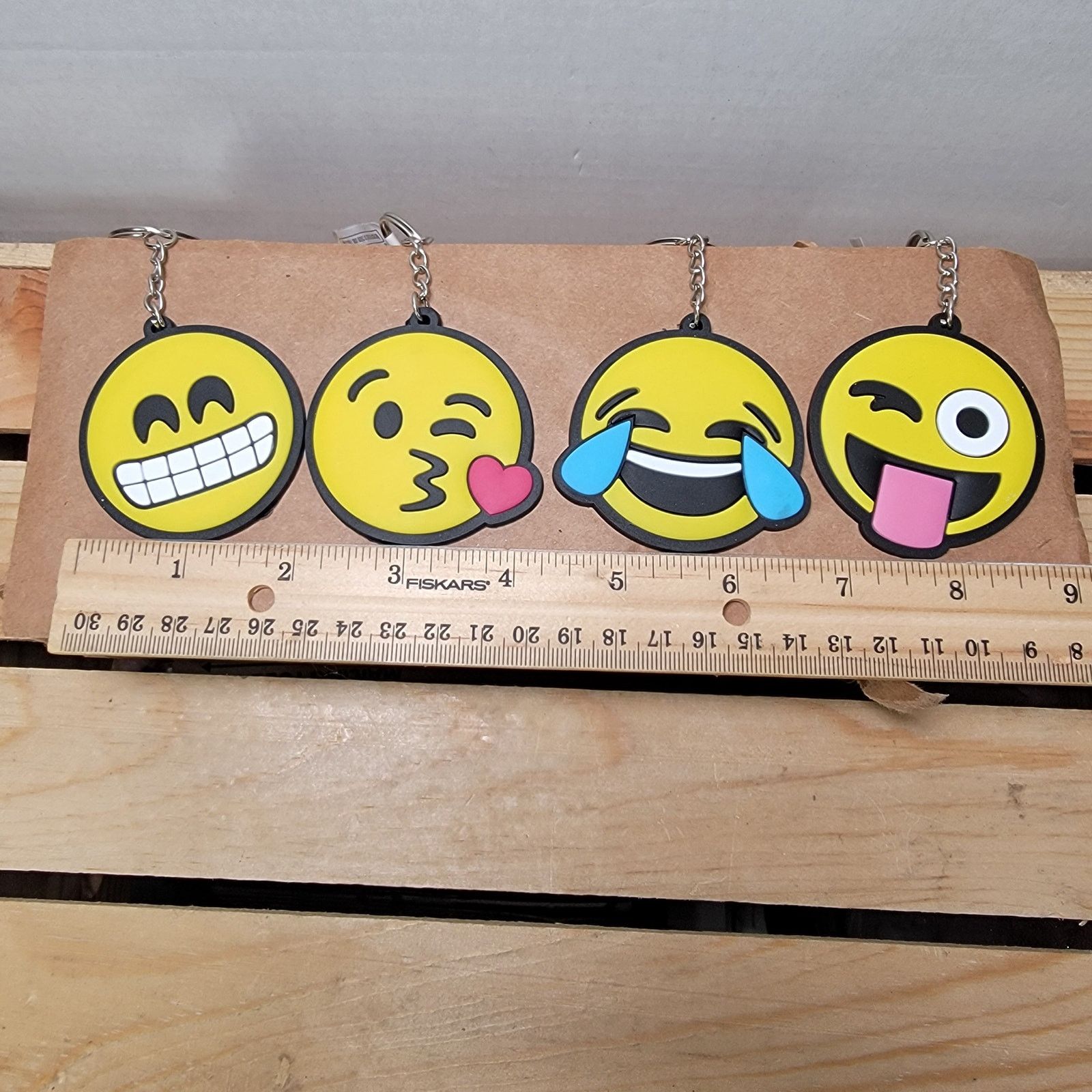 Other Set of 4 Emoji Keychains: Smile, Kiss, Laugh, Crazy - NWT Size ONE SIZE - 3 Thumbnail