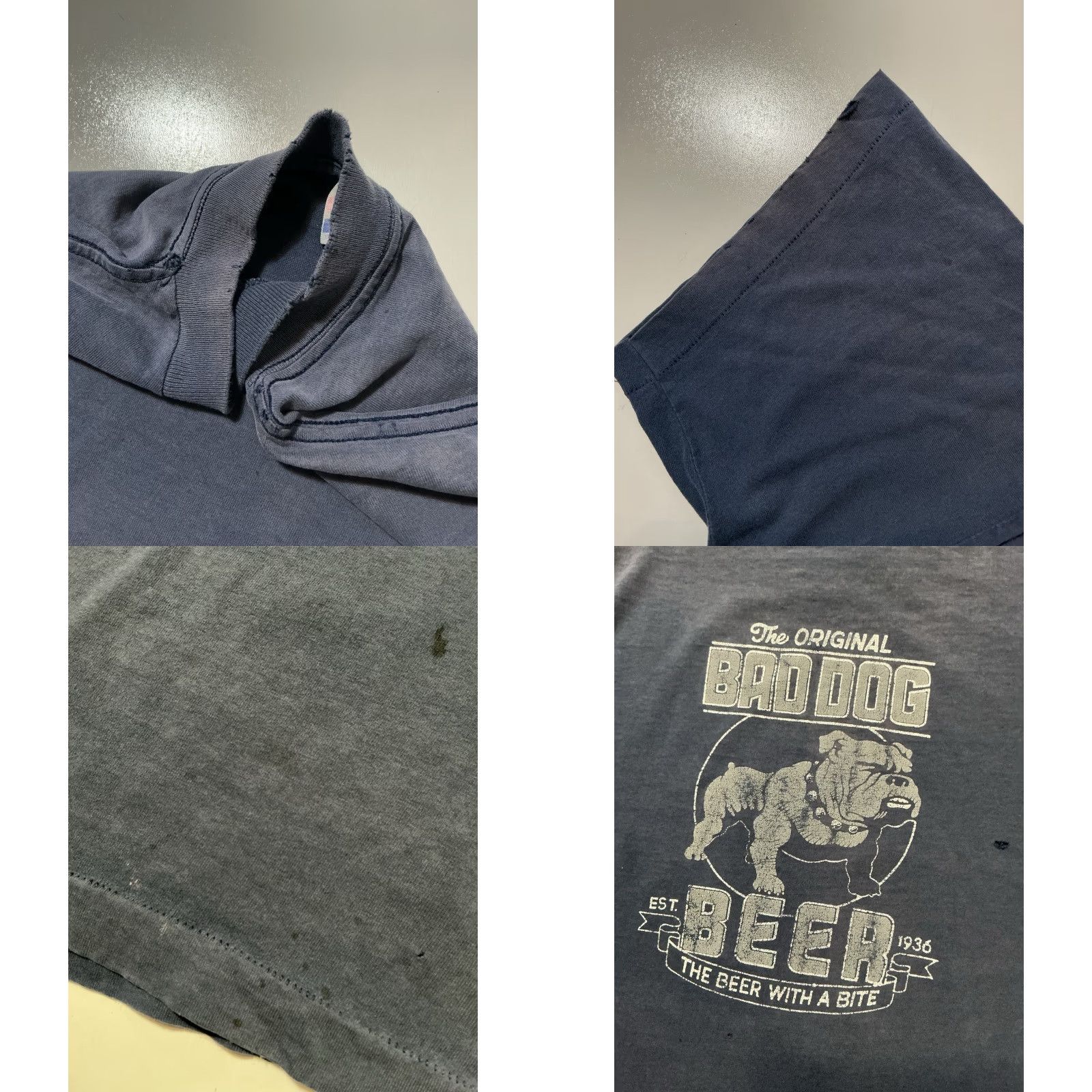 Vintage VINTAGE The Original Bad Dog Beer Bulldog Single Stitch Graphic T-Shirt XL Blue 90s Mens Size US XL / EU 56 / 4 - 9 Thumbnail