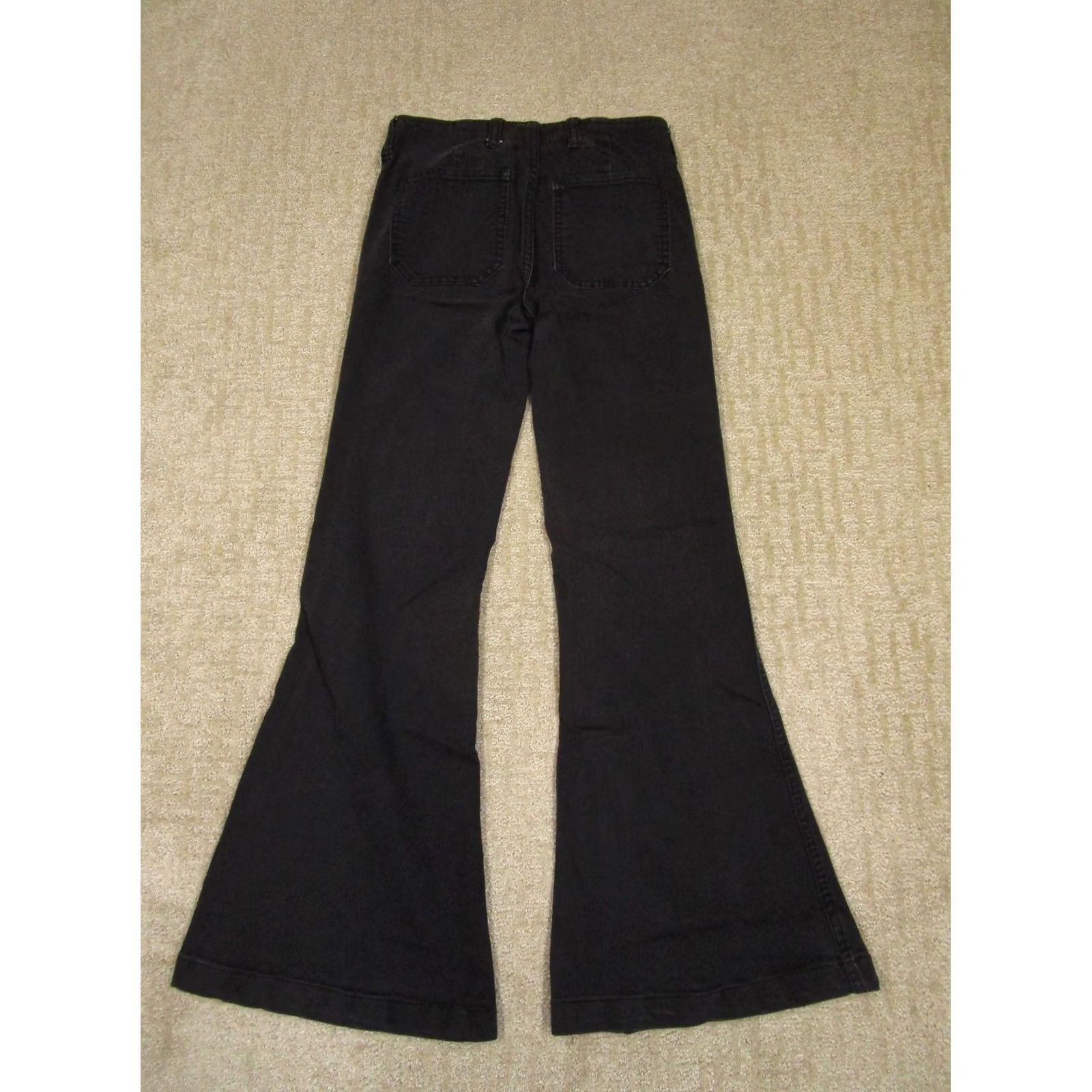 Free People Free People Jeans Women 25 Black Low Rise Flared Bell Bottoms Pants Stretch Denim Bohemian Hipster School Size 42" / US 20 - 3 Thumbnail