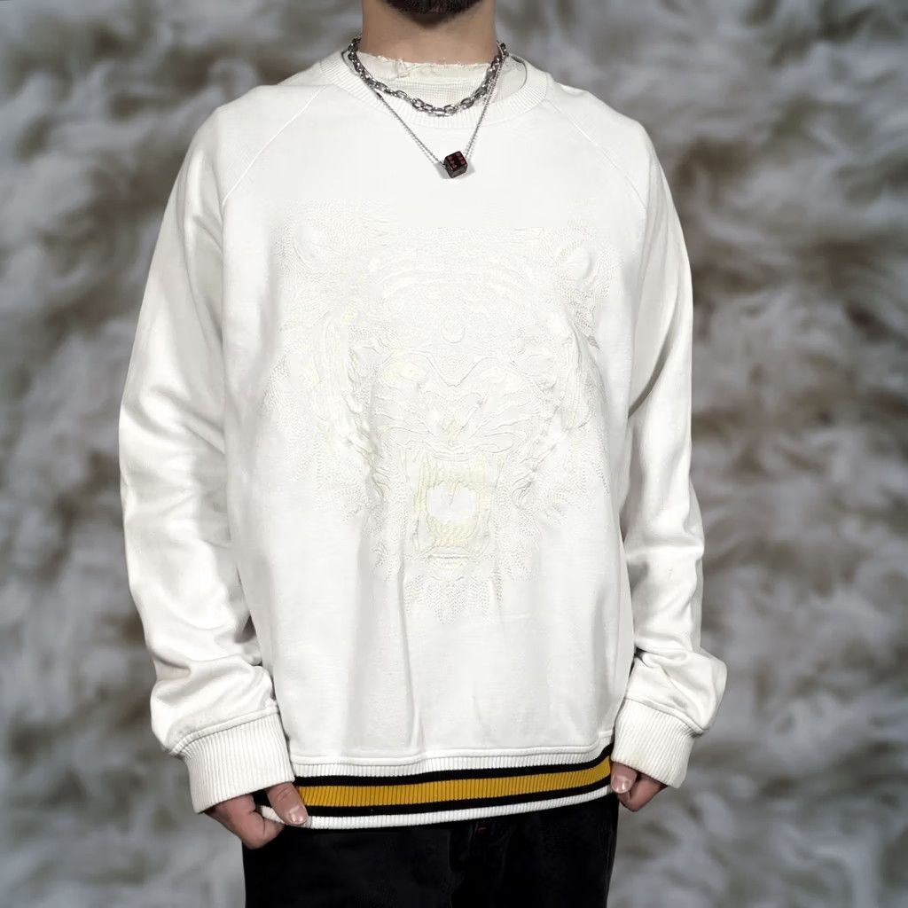 Sean John Y2K Sean John Crewneck Sweatshirt Mens XL White Tiger Embroidered Fleece Graphic Print Crew Neck Pullover Multicolor Hem Size US XL / EU 56 / 4 - 1 Thumbnail