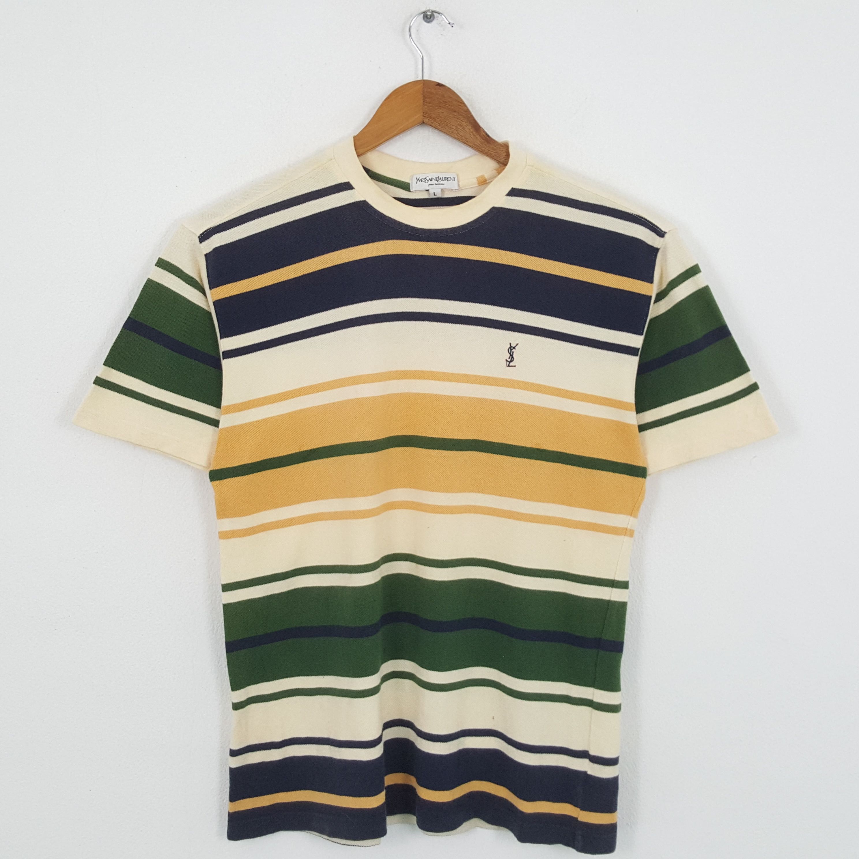 Vintage YVES SAINT LAURENT Stripe Design T-Shirts