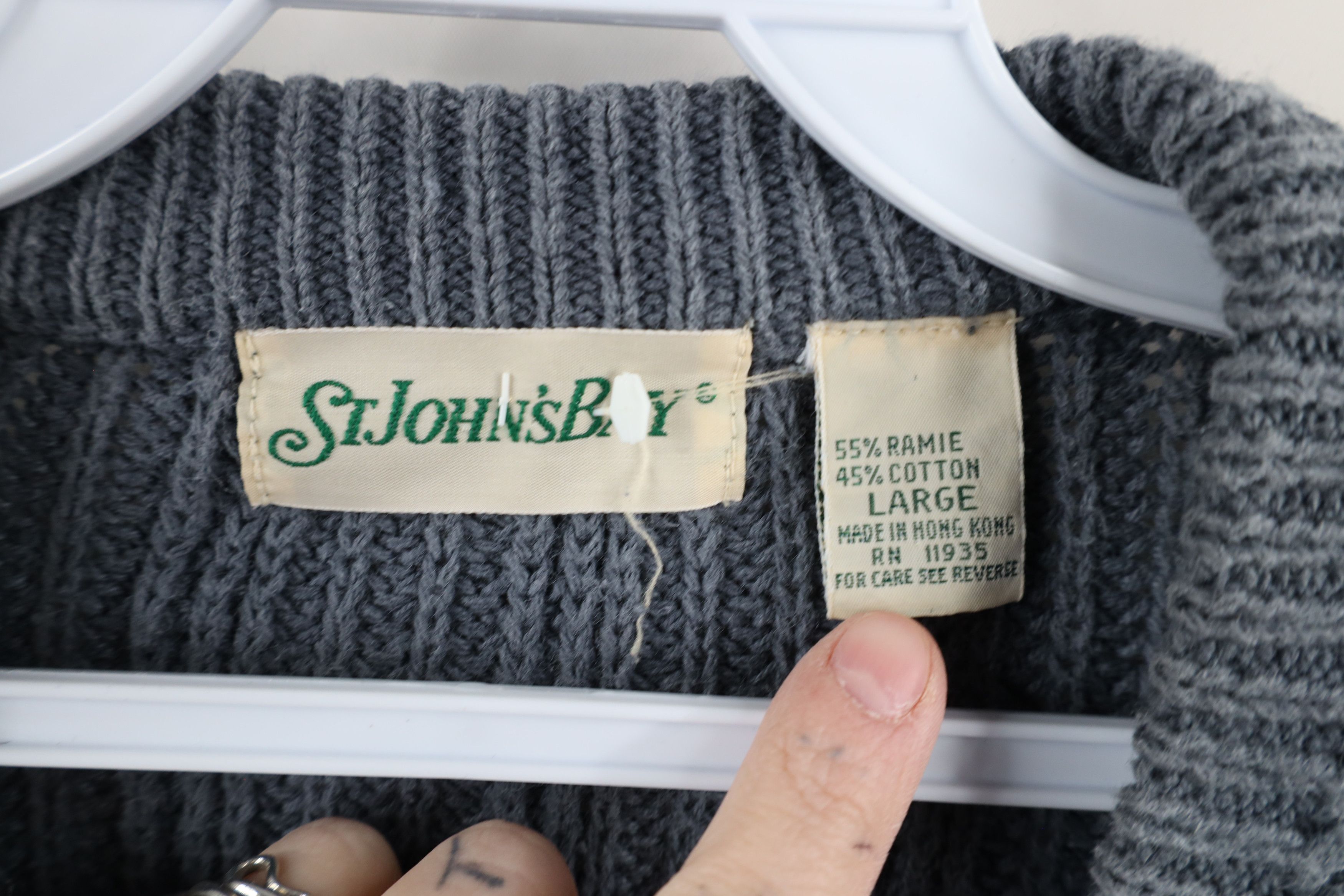 Vintage Vintage 90s Streetwear Chunky Ribbed Knit Sweater Steel Blue Size US L / EU 52-54 / 3 - 4 Thumbnail