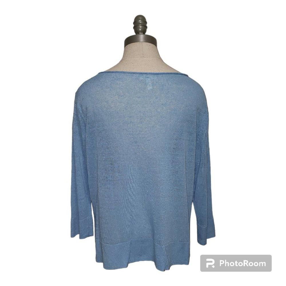 Eileen Fisher CT739 Eileen Fisher Blue Lightweight Long Sleeve Sweater M Size M / US 6-8 / IT 42-44 - 2 Thumbnail