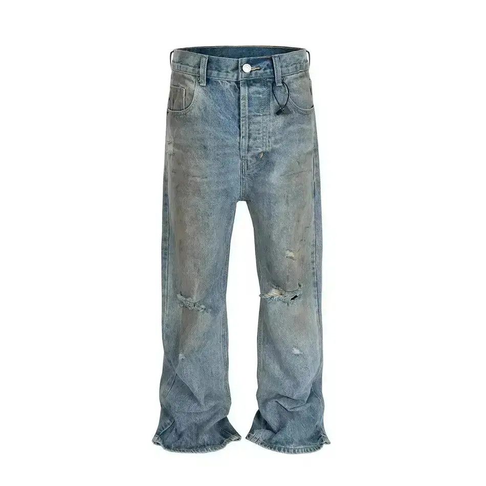 Japanese Brand Streetwear Retro Washed Hole Blue Baggy Jeans Size US 34 / EU 50 - 1 Thumbnail