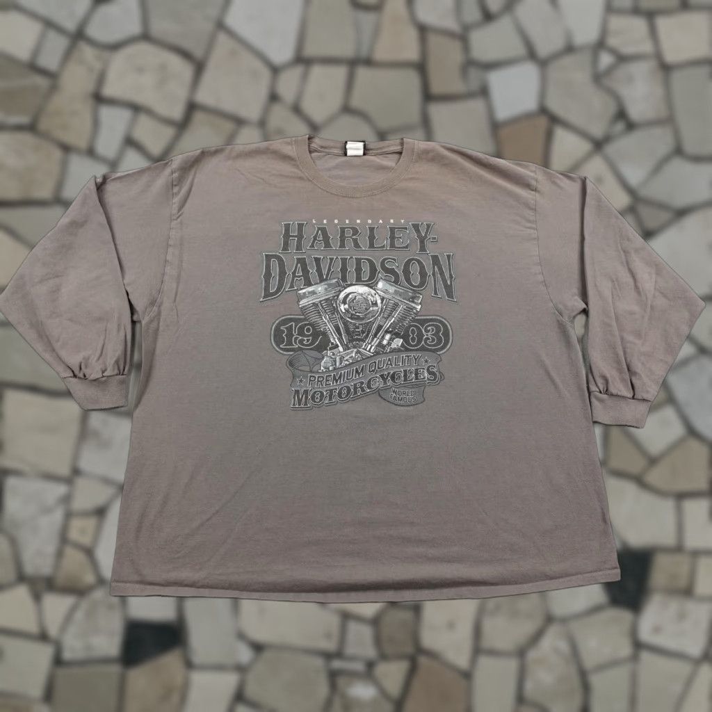 Harley Davidson VINTAGE Harley-Davidson Shirt Mens 3XL Gray Biker Motorcycle Military Skull Long Sleeve Graphic Print Crew Neck Cotton T-Shirt Mens Size US XXL / EU 58 / 5 - 1 Thumbnail
