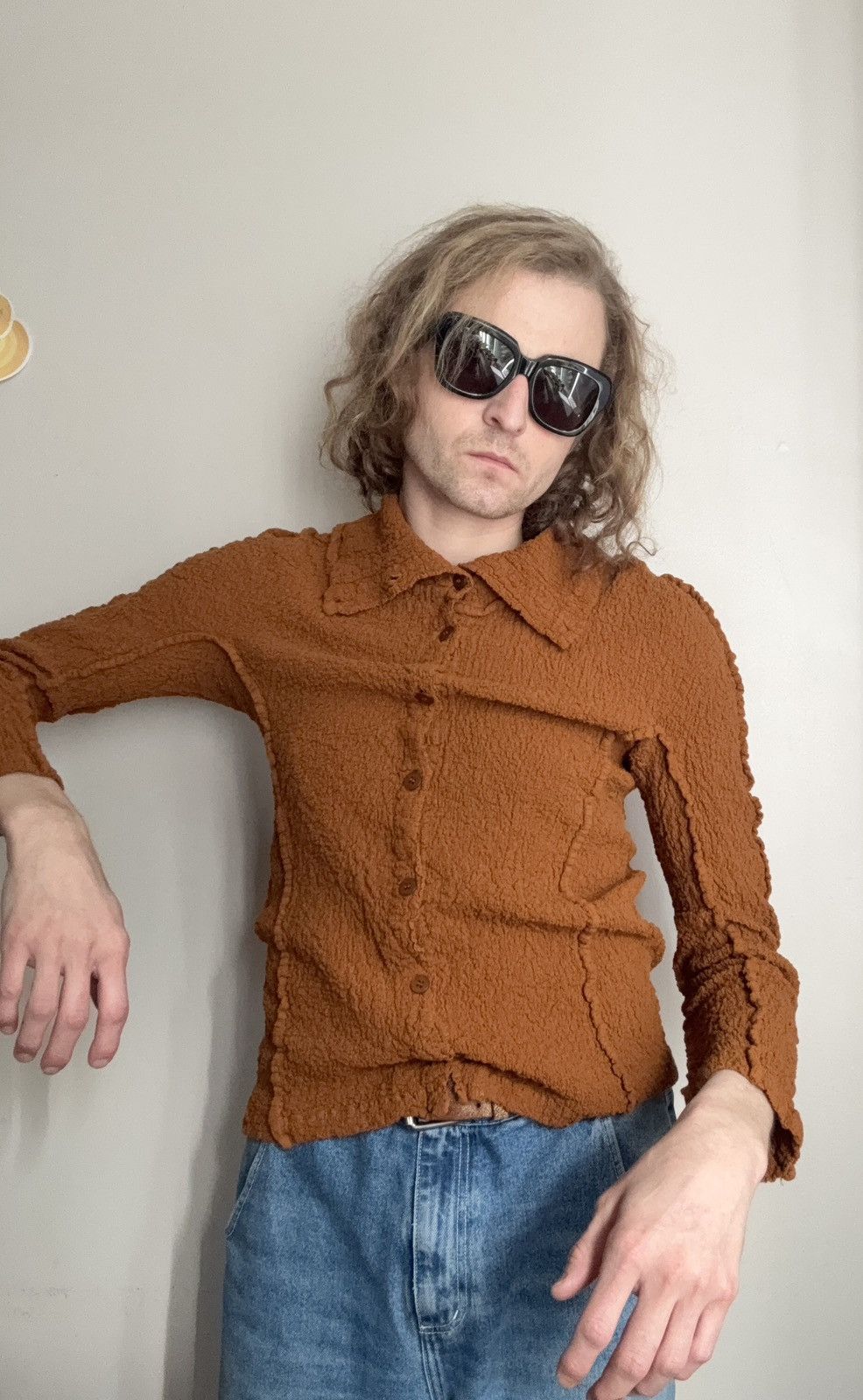 Issey Miyake ISSEY MIYAKE ME SS22 Toffee Brown Cauliflower Button Shirt Size US M / EU 48-50 / 2 - 21 Thumbnail
