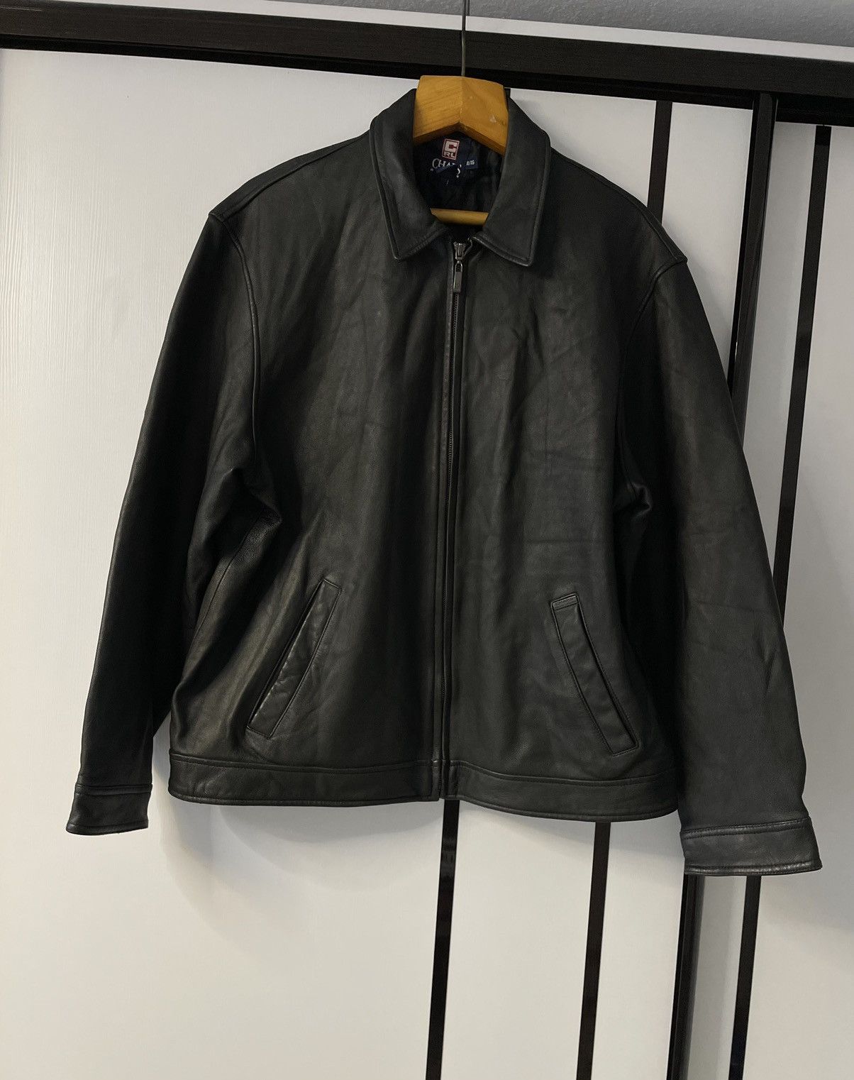 image of Vintage Chaps Ralph Laurent Leather Jacket in Black, Men's (Size XL)