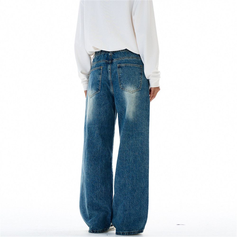 Japanese Brand Retro Men's Washed Casual Straight Leg Wide-Leg Jeans Size US 32 / EU 48 - 4 Thumbnail