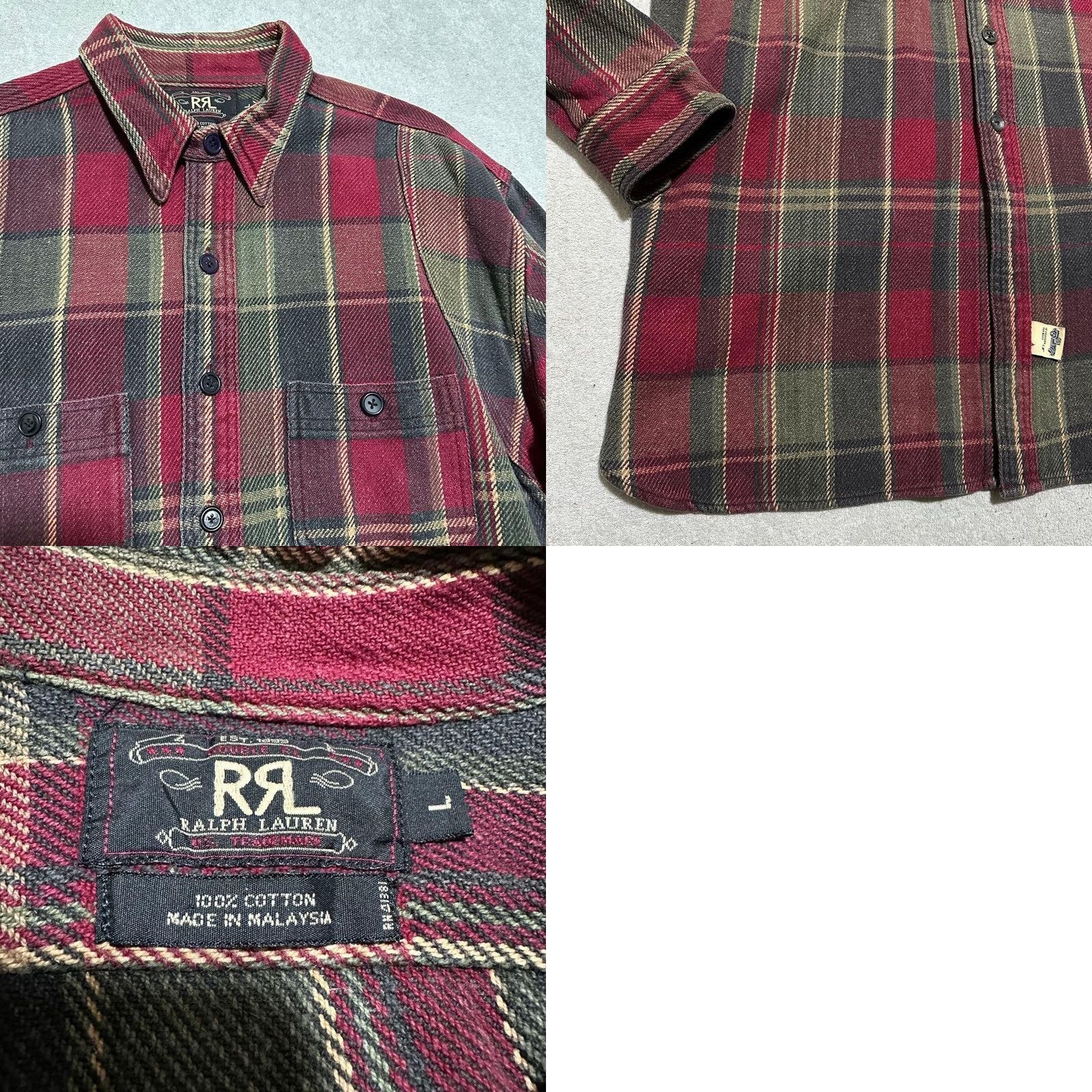 Ralph Lauren RRL RALPH LAUREN Red Tartan Check Shirt Jacket Casual Outer USED Mens L Size US L / EU 52-54 / 3 - 9 Thumbnail