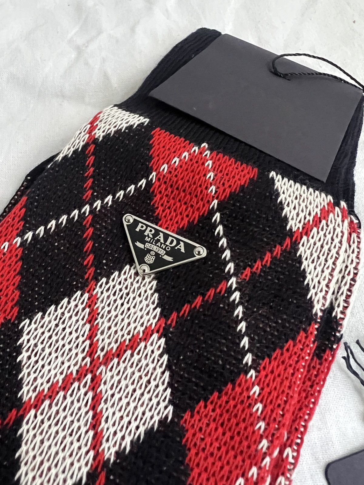 Prada 🔥 Prada x RAF Simons triangle logo plaid socks Size ONE SIZE - 4 Thumbnail