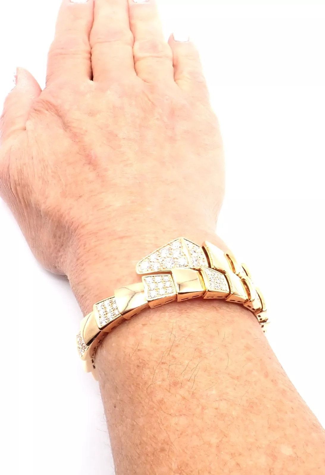 Bvlgari Bulgari Bvlgari Serpenti Viper 18k Diamond Bangle Bracelet Size ONE SIZE - 12 Thumbnail
