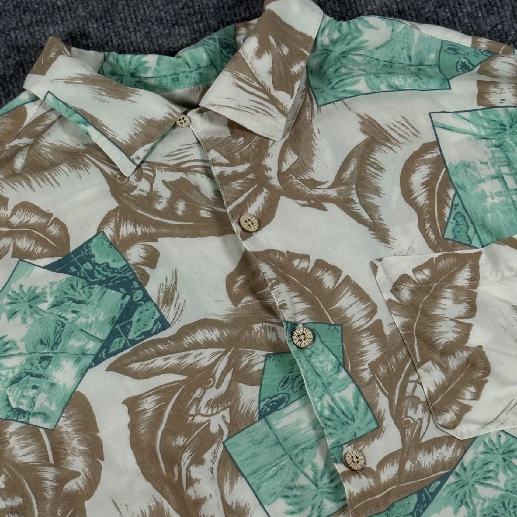 Vintage Caribbean Joe Shirt Mens Large Hawaiian Rayon Palm Print Aloha Spring Casual Size US L / EU 52-54 / 3 - 2 Thumbnail