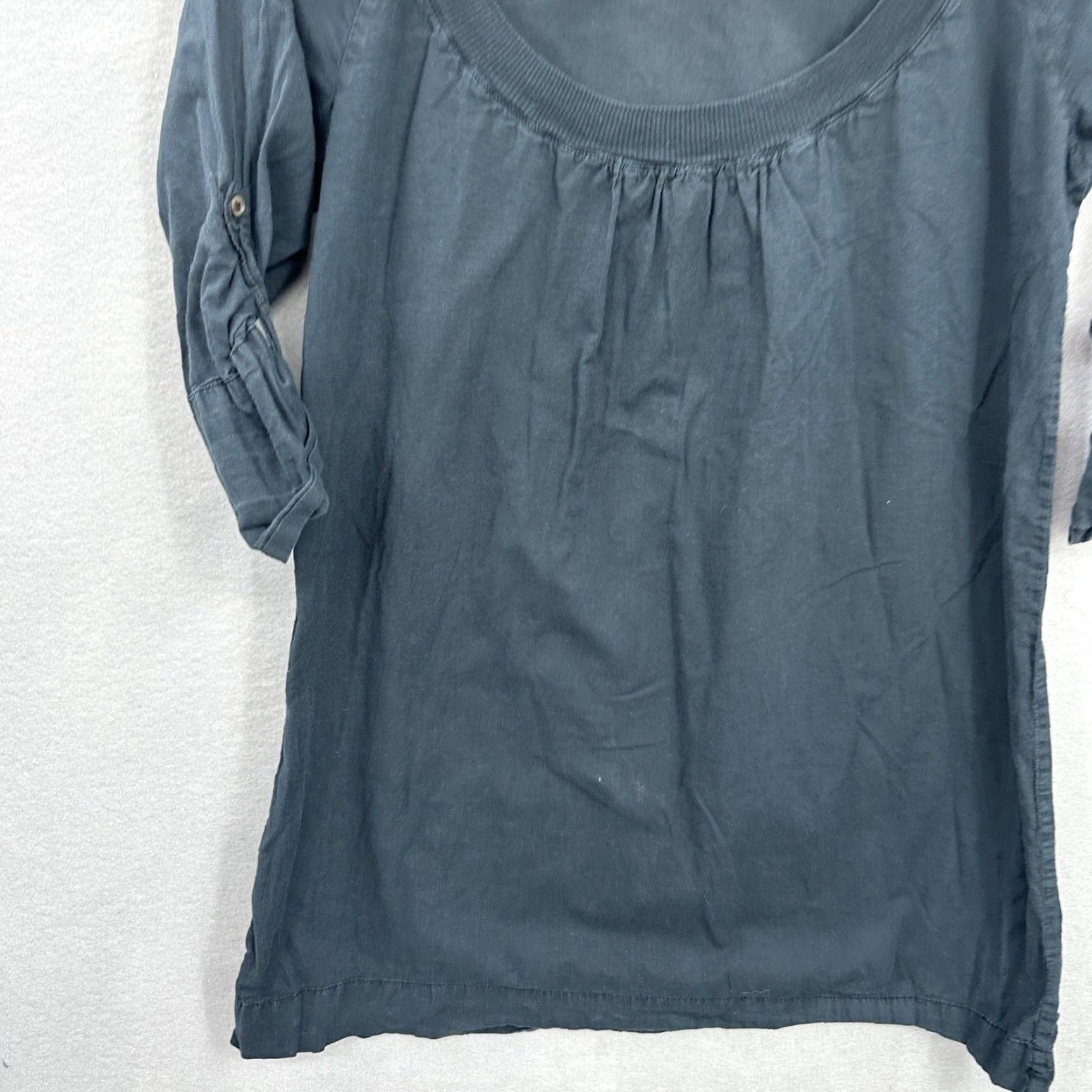 James Perse James Perse Blouse Womens M Black Roll Tab Sleeve Long Minimalist Quiet Luxury Pockets Size M / US 6-8 / IT 42-44 - 3 Thumbnail