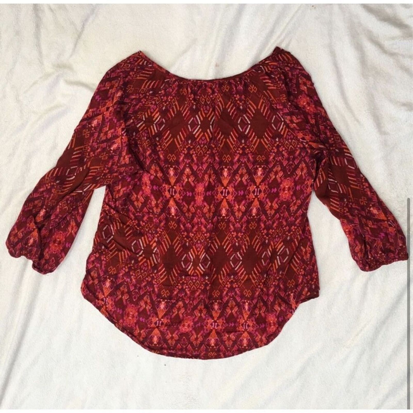 Other Mossimo Red Paisley Peasant Top | Sz M Size M / US 6-8 / IT 42-44 - 4 Thumbnail
