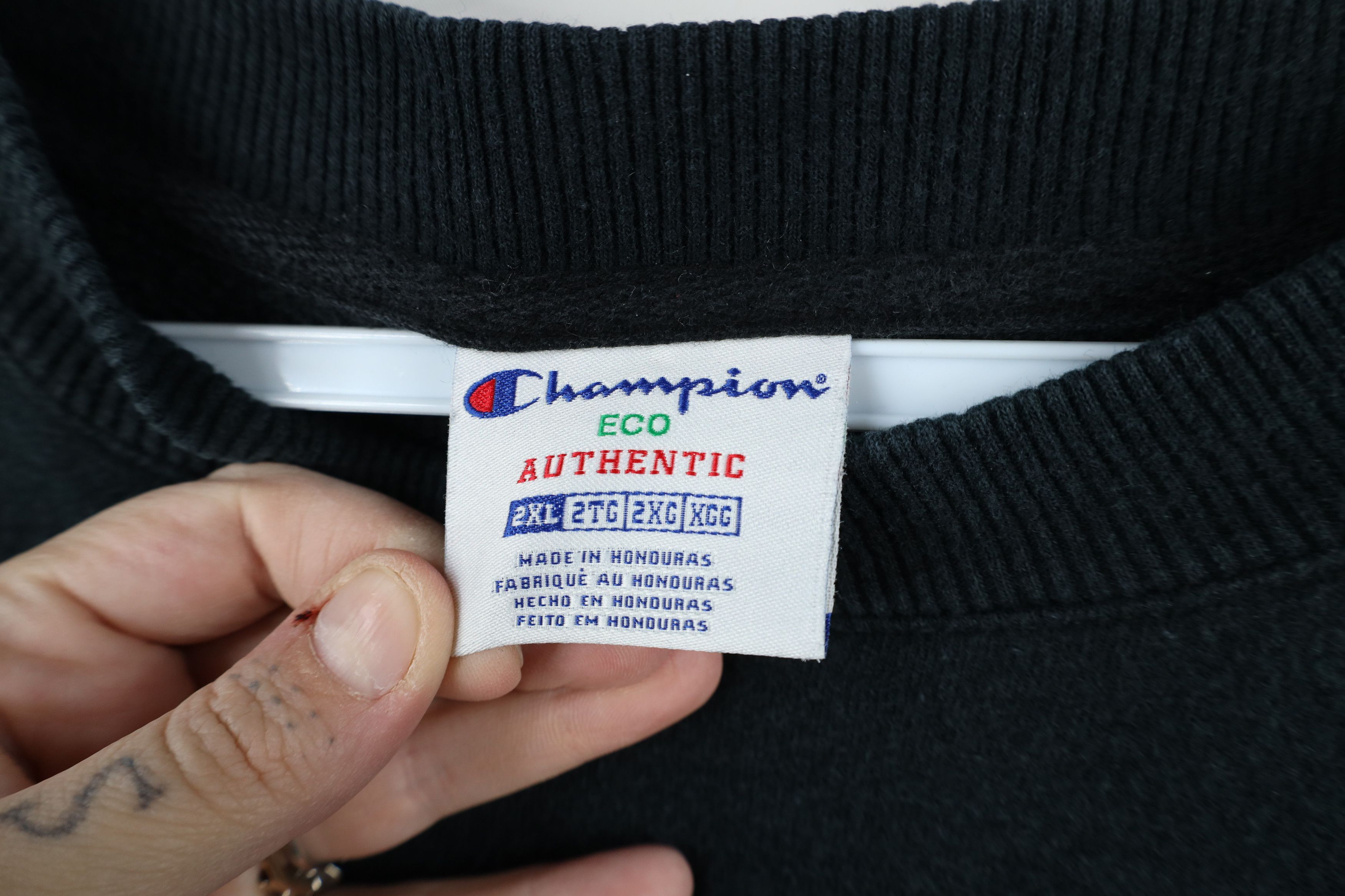 Champion × Vintage Vintage Champion Faded Monochrome Crewneck Sweatshirt Black Size US XXL / EU 58 / 5 - 7 Thumbnail