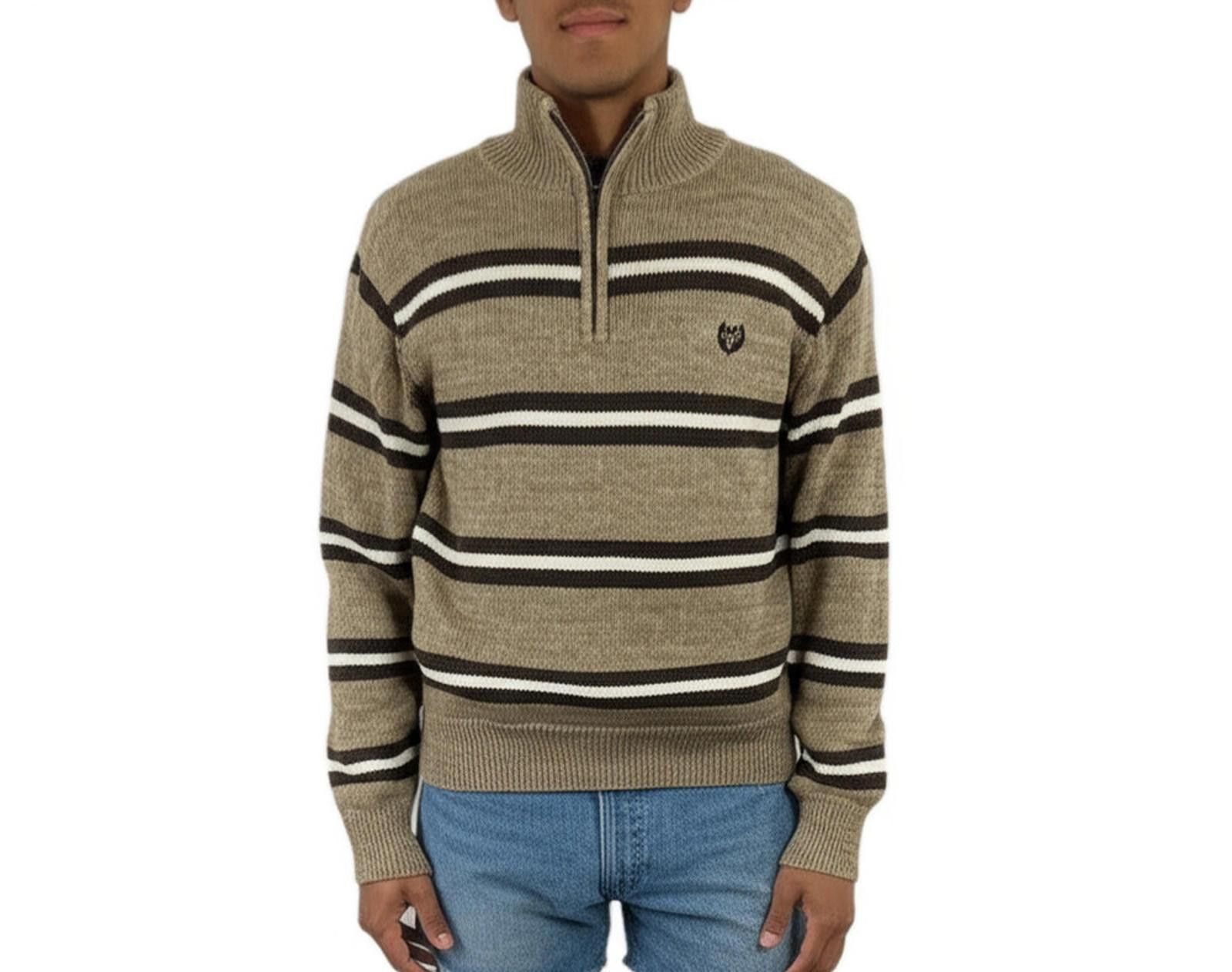 Chaps Chaps XL Striped Quarter-Zip Pullover Sweater Mock Neck Size US XL / EU 56 / 4 - 1 Thumbnail