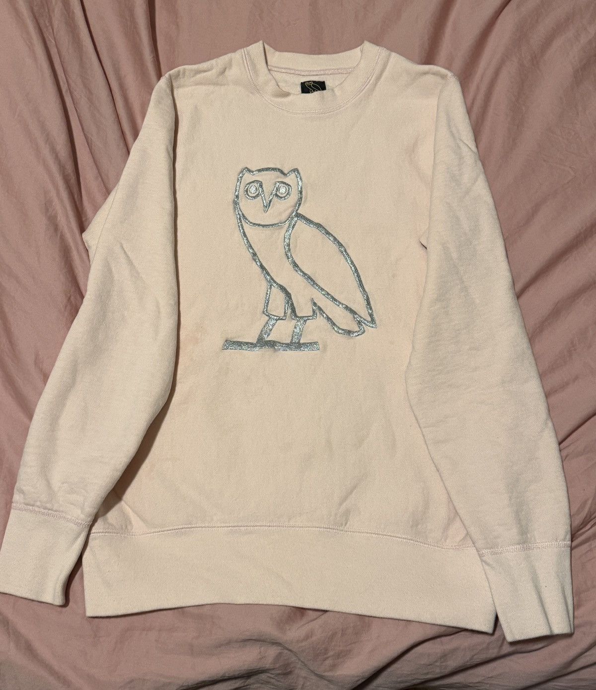 image of Octobers Very Own Ovo Pink Sweater Small, Women's