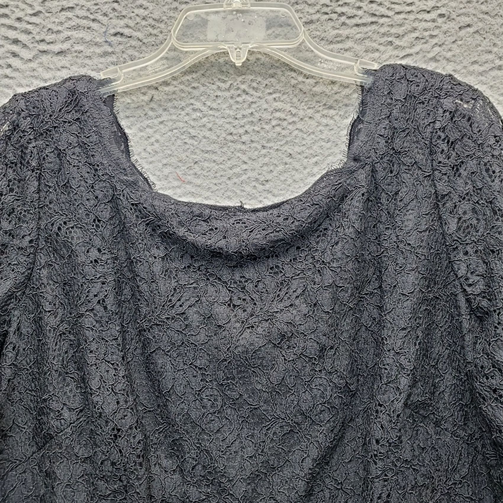 Adrianna Papell Adrianna Papell Dress Womens 14W Black Sheath Women Crochet Lace Overlay Lined Back Zip Size XL / US 12-14 / IT 48-50 - 5 Thumbnail