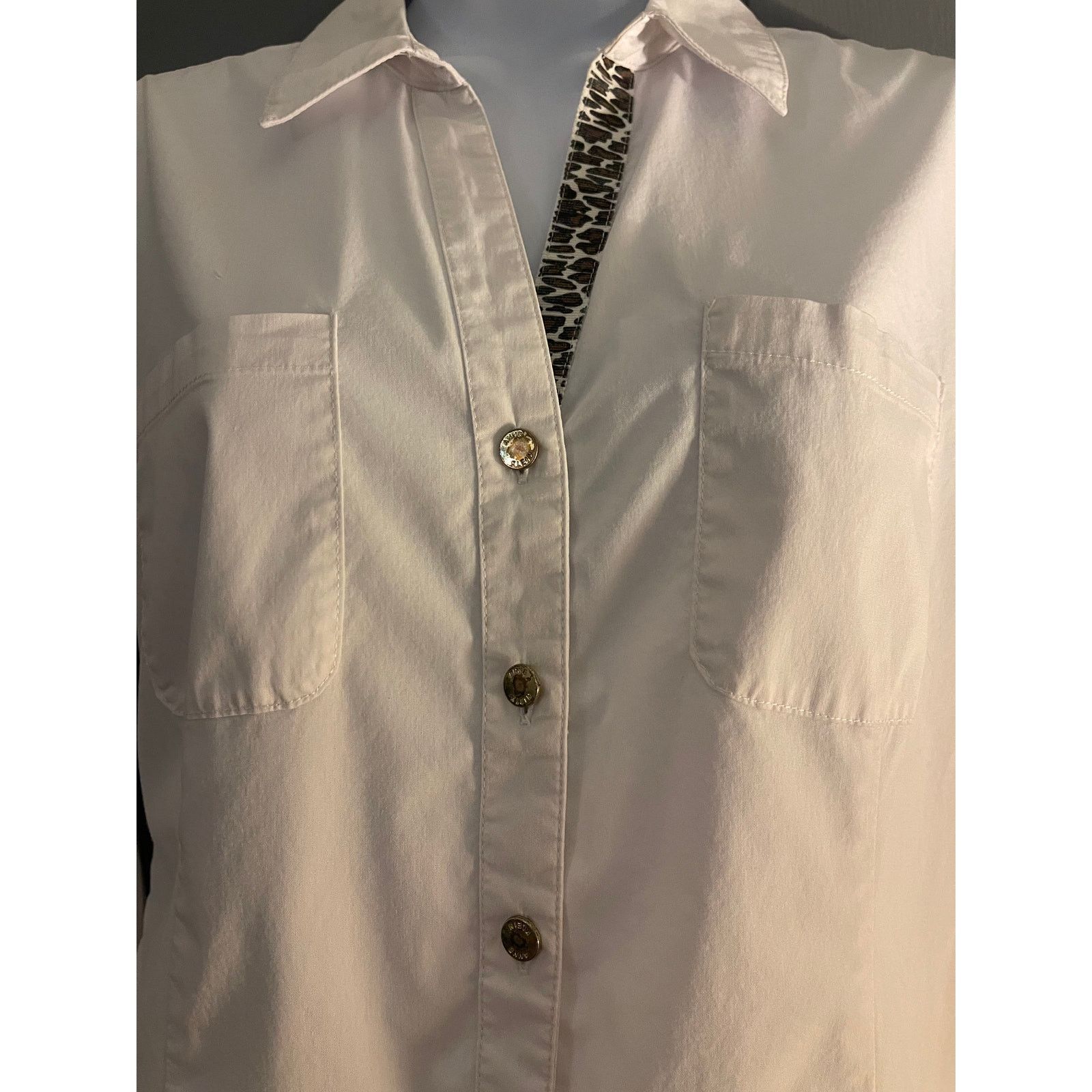 Anne Klein Anne Klein White Button Front Blouse Small Classic Shirt Size S / US 4 / IT 40 - 3 Thumbnail