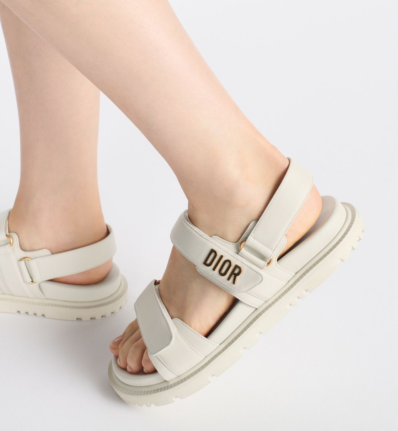 Dior Dior Dioract Sandal Ivory Lambskin Gold Logo Size US 9 / IT 39 - 2 Thumbnail