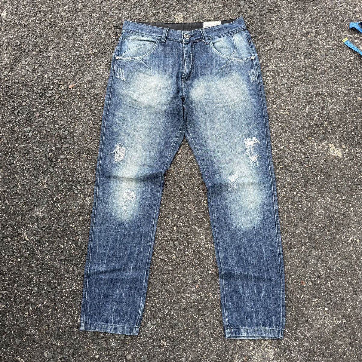 Japanese Brand VINTAGE H-DUROM FADED RIPPEP DENIM JEAN PANTS Size US 35 - 1 Thumbnail