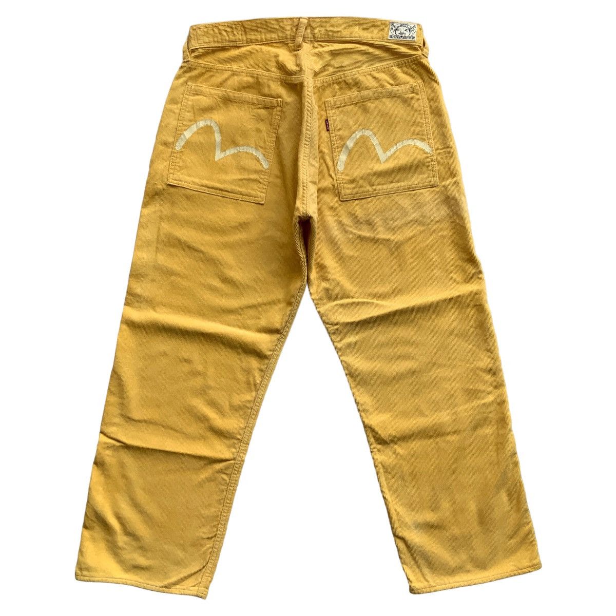 image of Evisu Yamane Seagull Corduroy Trousers in Yellow, Men's (Size 34)