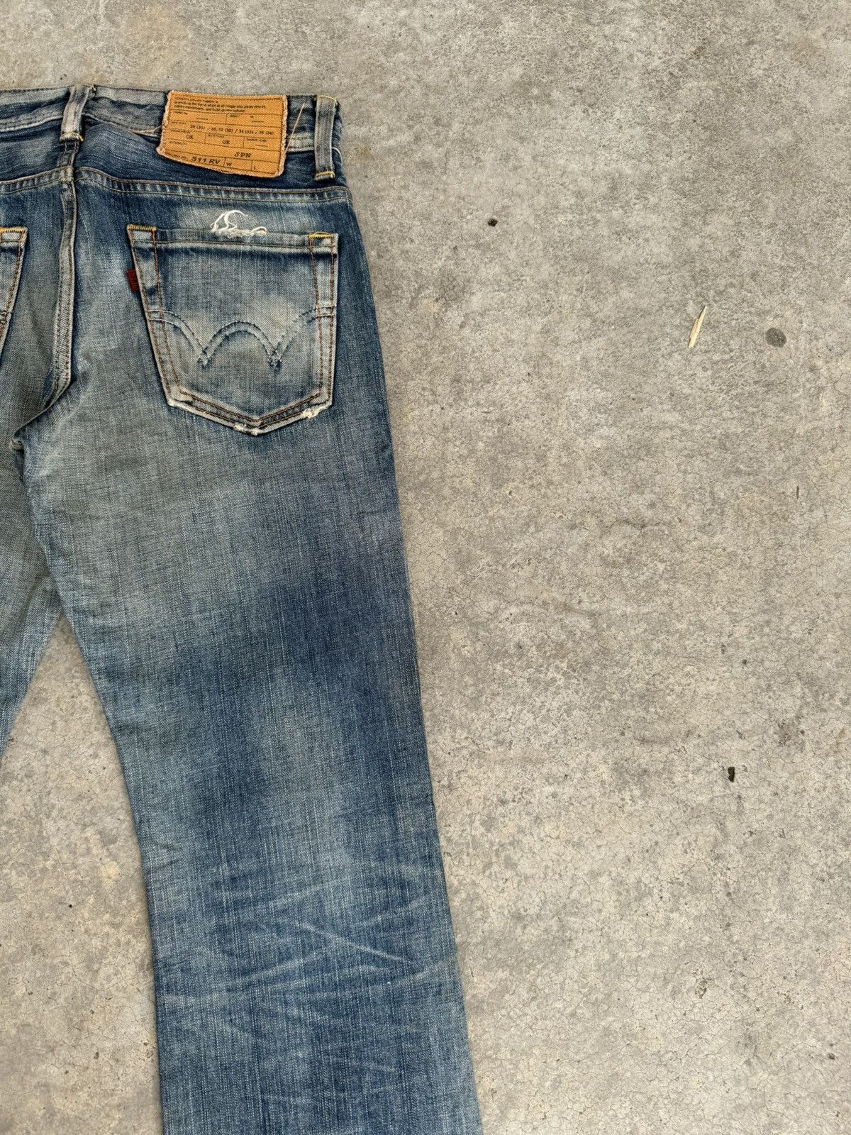 Le Grande Bleu (L.G.B.) Japanese Edwin 511 RV Flared Jeans Distressed Mud wash Size US 30 / EU 46 - 12 Thumbnail