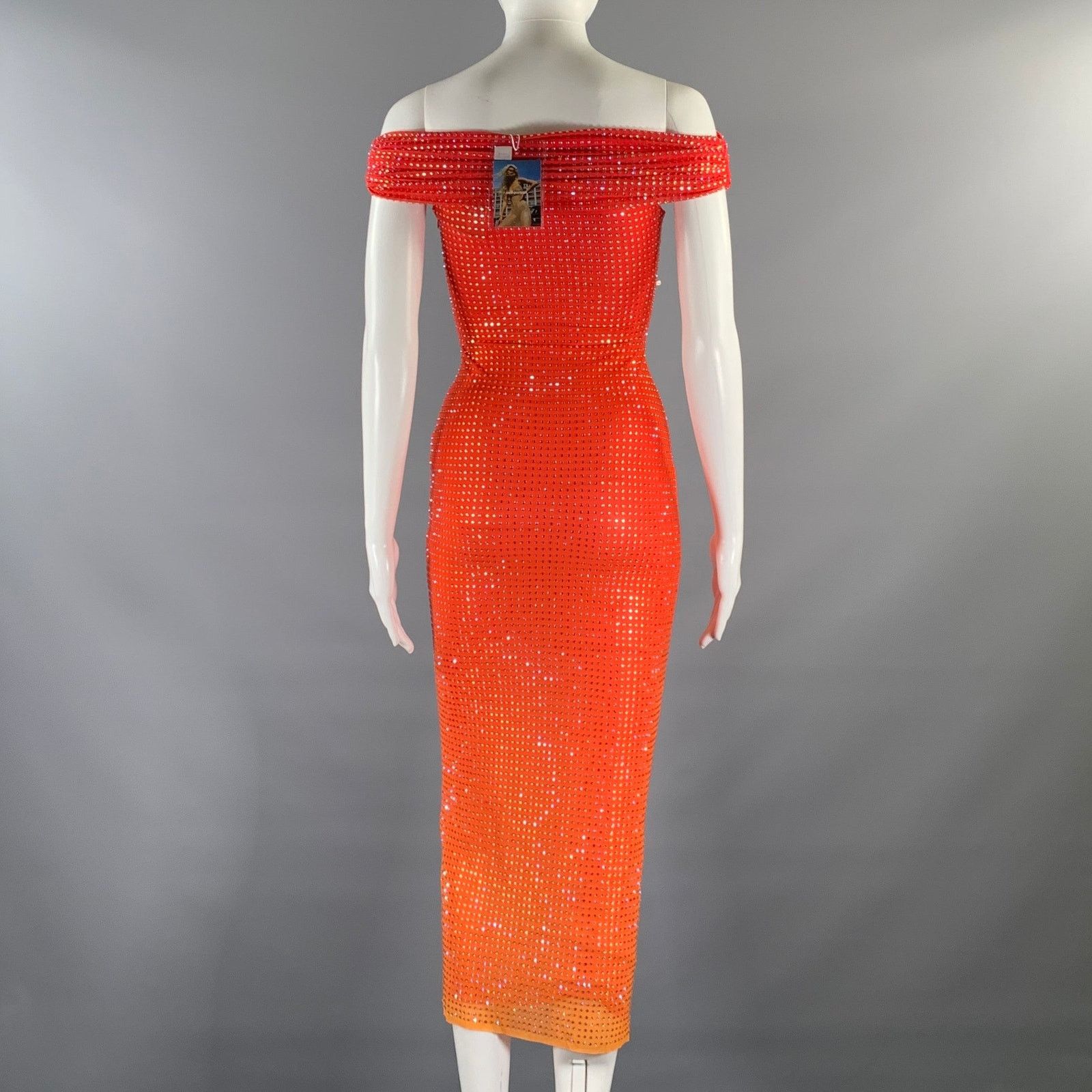 Self-Portrait SELF-PORTRAIT Size 0 Orange Pink Ombre Midi Dress Size XS / US 0-2 / IT 36-38 - 4 Thumbnail