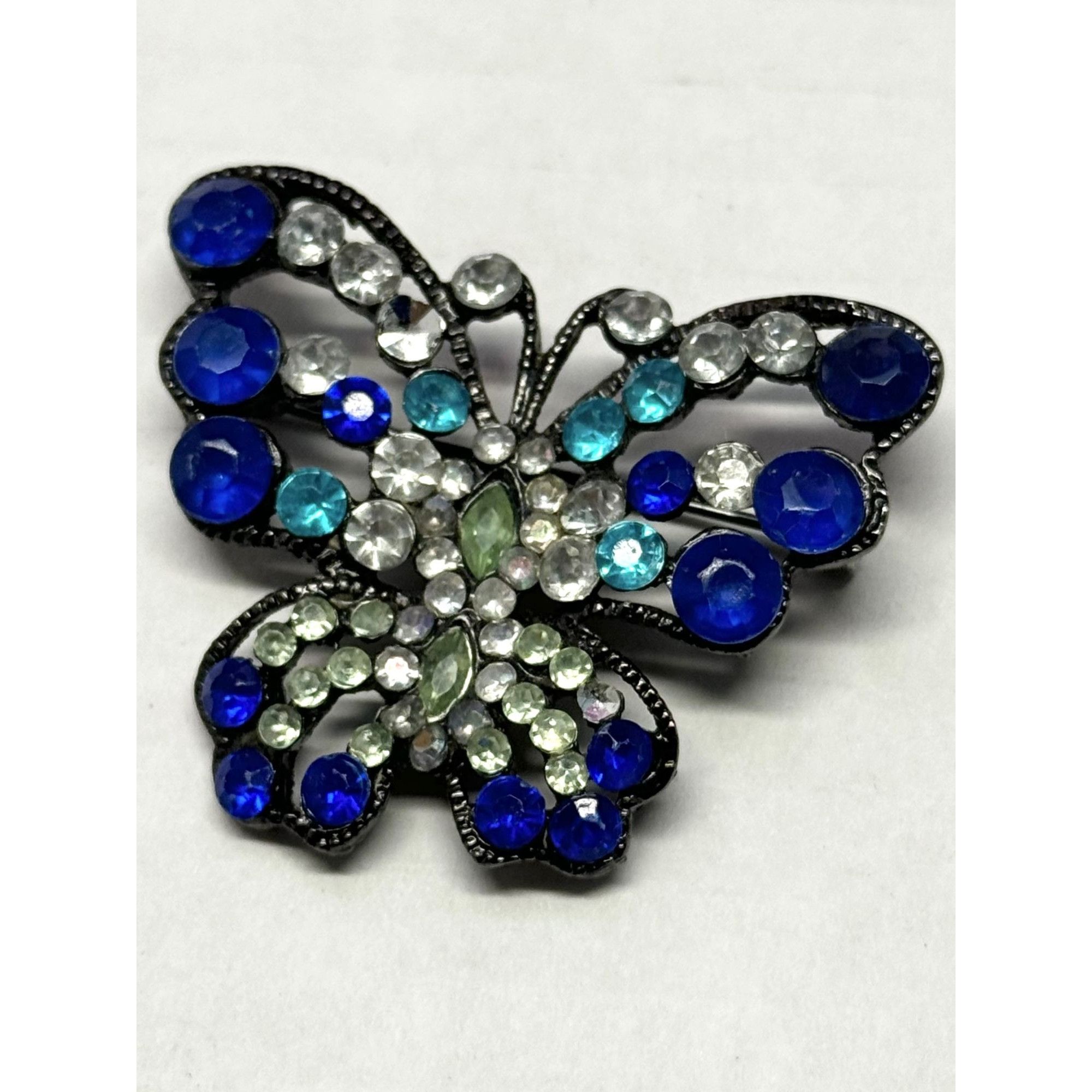 Vintage Vintage blue rhinestone butterfly brooch pin Size ONE SIZE - 2 Thumbnail