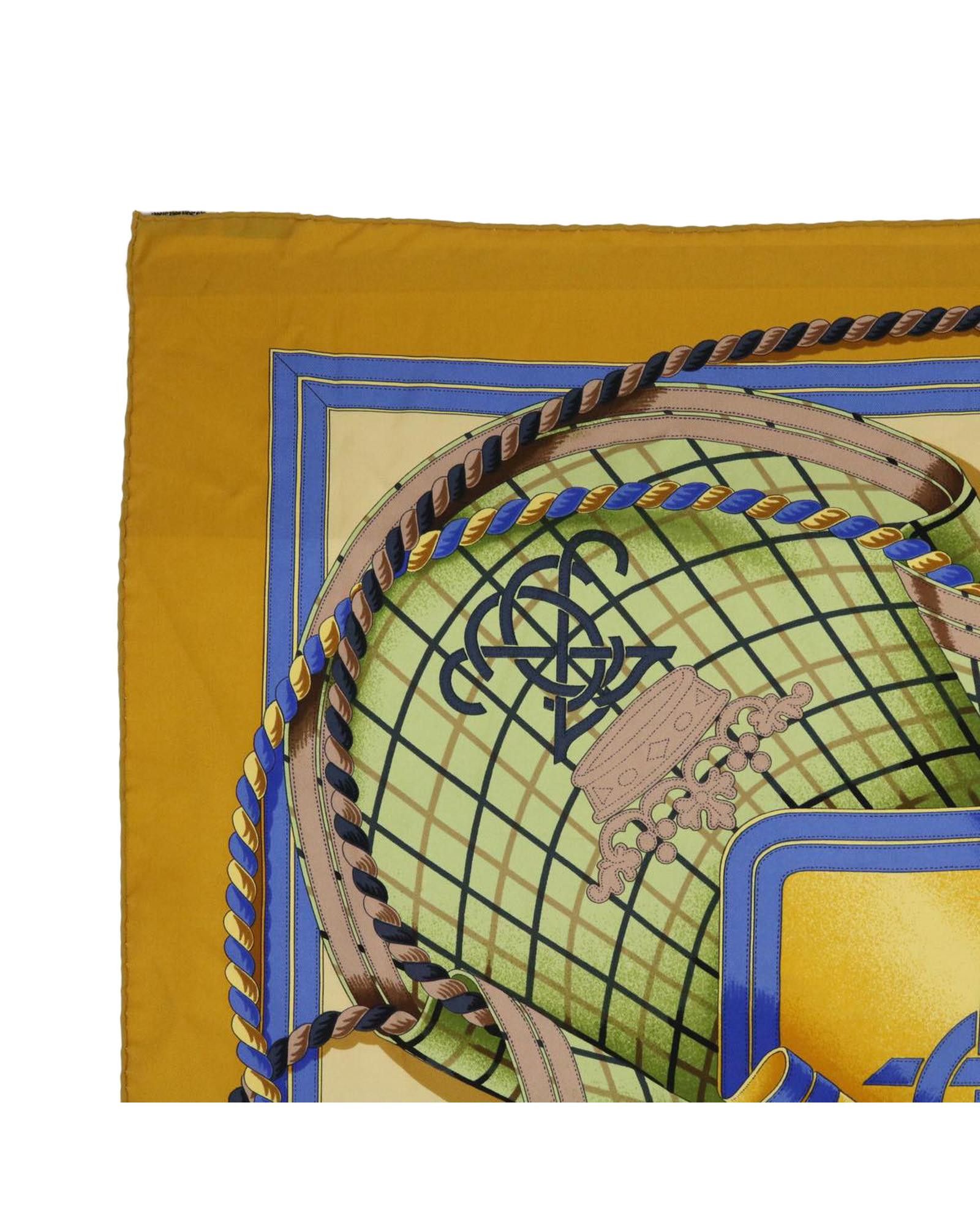 image of Hermes Luxury Yellow Silk Scarf, Women's