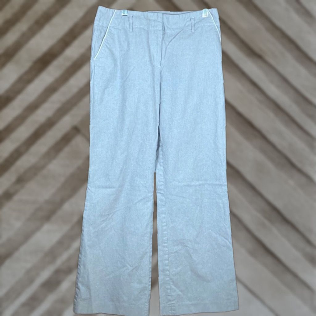 Ann Taylor Ann Taylor LOFT Womens Pants Gray Striped Mid Rise Wide Straight Stretch 8 Size 30" / US 8 / IT 44 - 1 Thumbnail