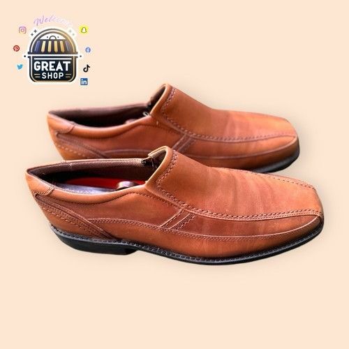 Rockport Size 9.5 ROCKPORT Mens Slip On Leader 2 BIKE Toe Brown SHOES Size US 9.5 / EU 42-43 - 1 Thumbnail