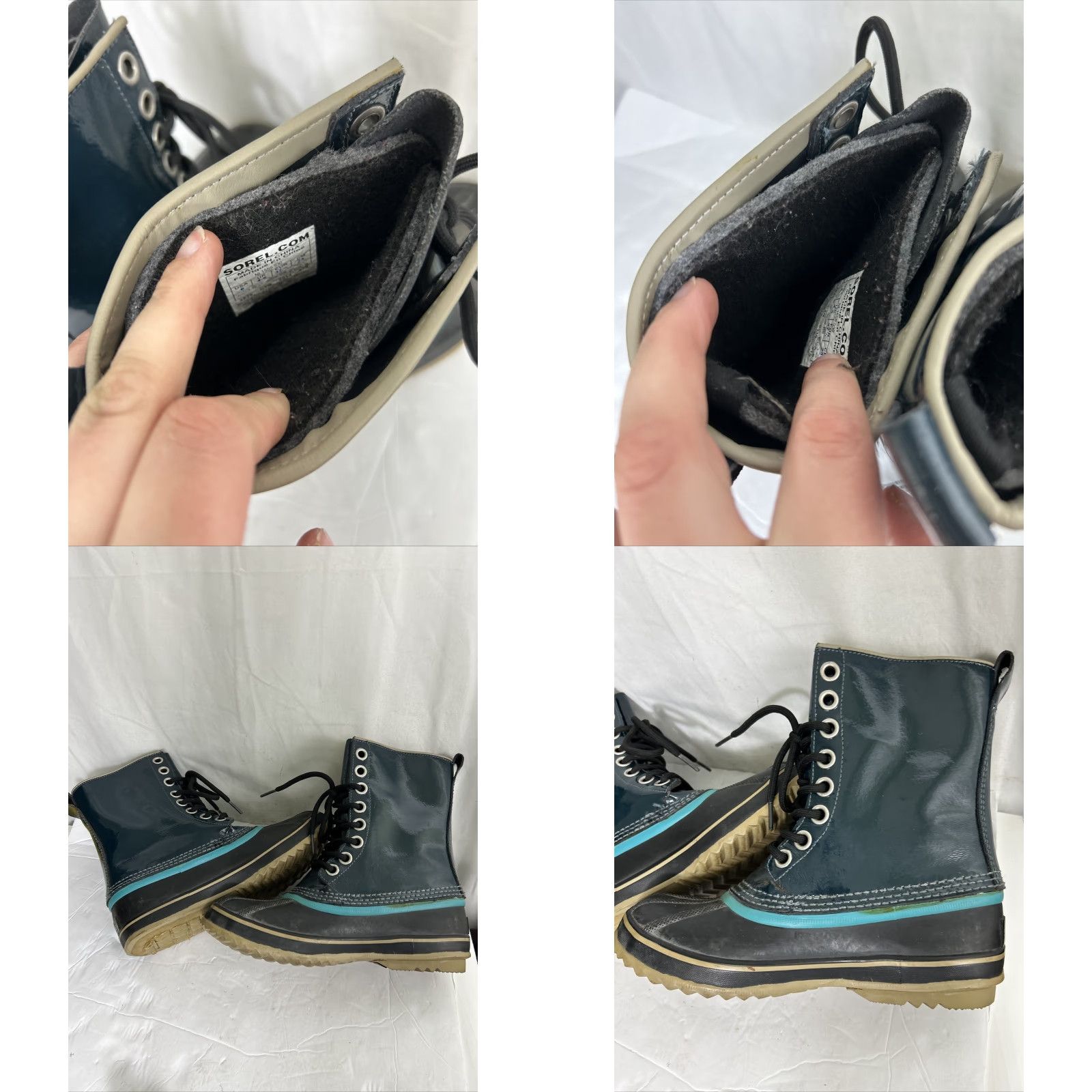 SOREL Sorel Aqua Dahlia Boots Womens Size 6 Lace Up Patent Leather Blue Rain Winter Boots Mens? Ladies No—keep Womens Size 6 Blue Patent Leather Duck Boots Size US 6 / IT 36 - 10 Thumbnail