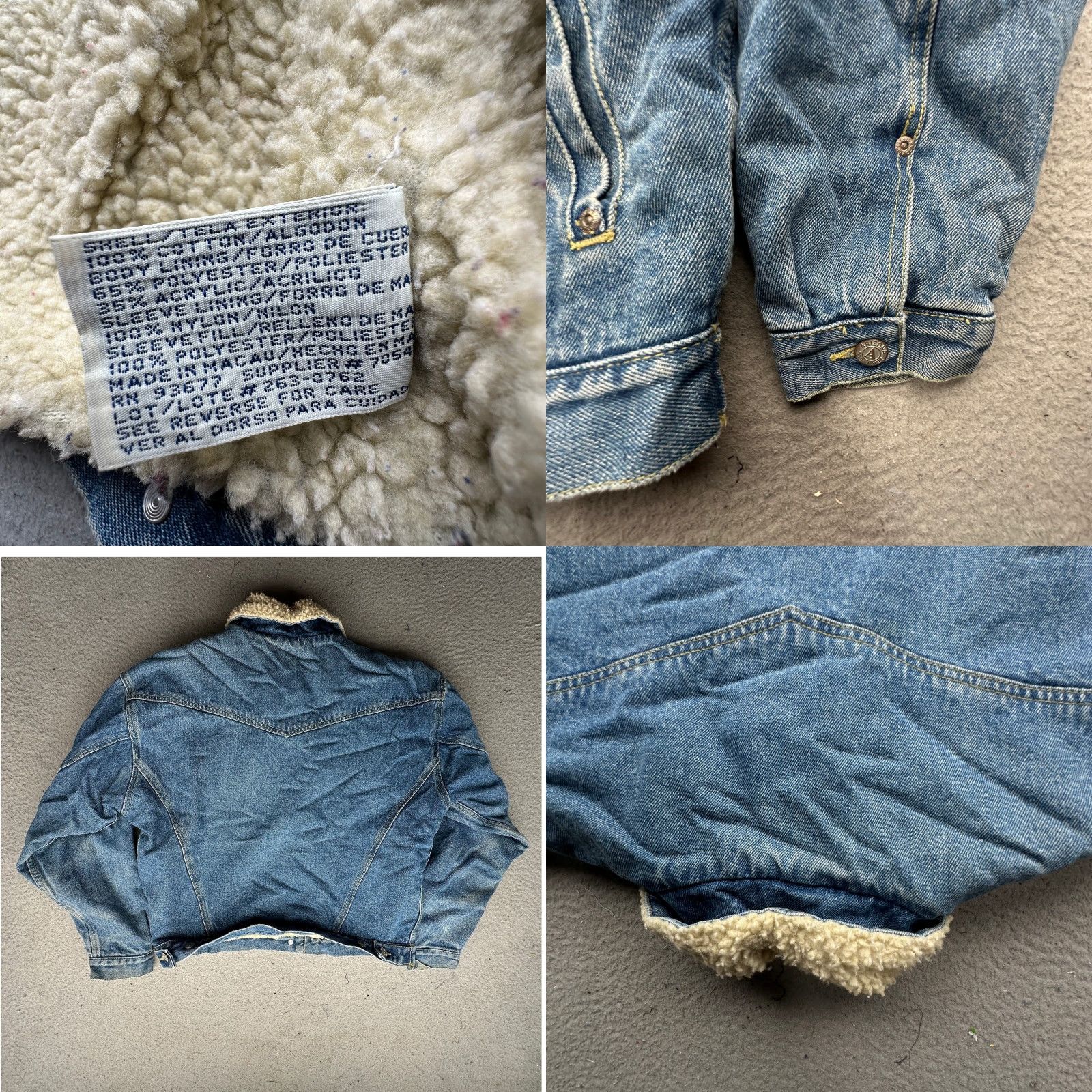 Vintage VINTAGE Arizona Jean Company Denim Jean Trucker Jacket Bomber Jacket Mens Small Sherpa Lined Button Pockets Size US 29 - 8 Thumbnail