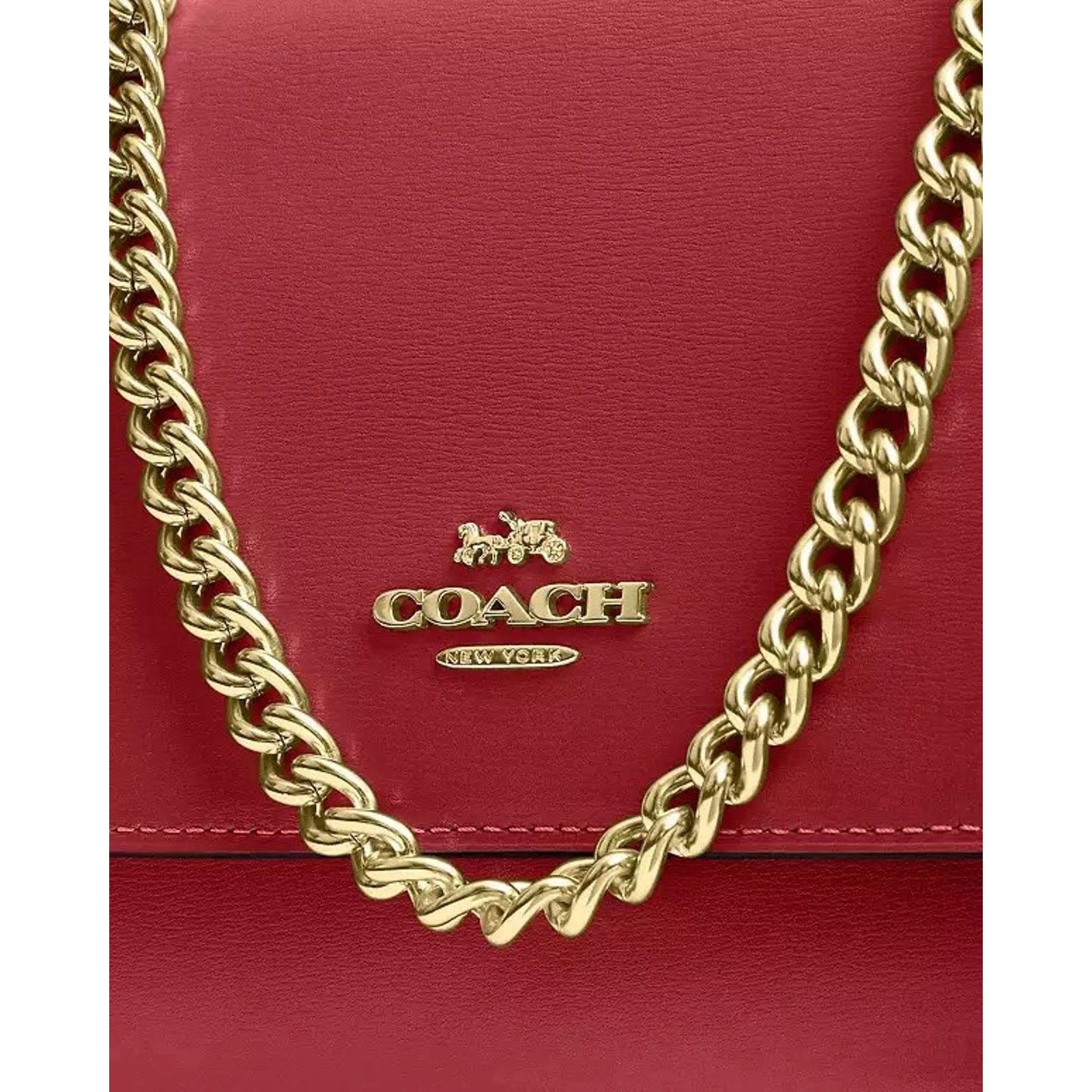 Coach NWT Coach Klare Crossbody Bag Leather CBI97 Gold/True Red Size ONE SIZE - 14 Thumbnail