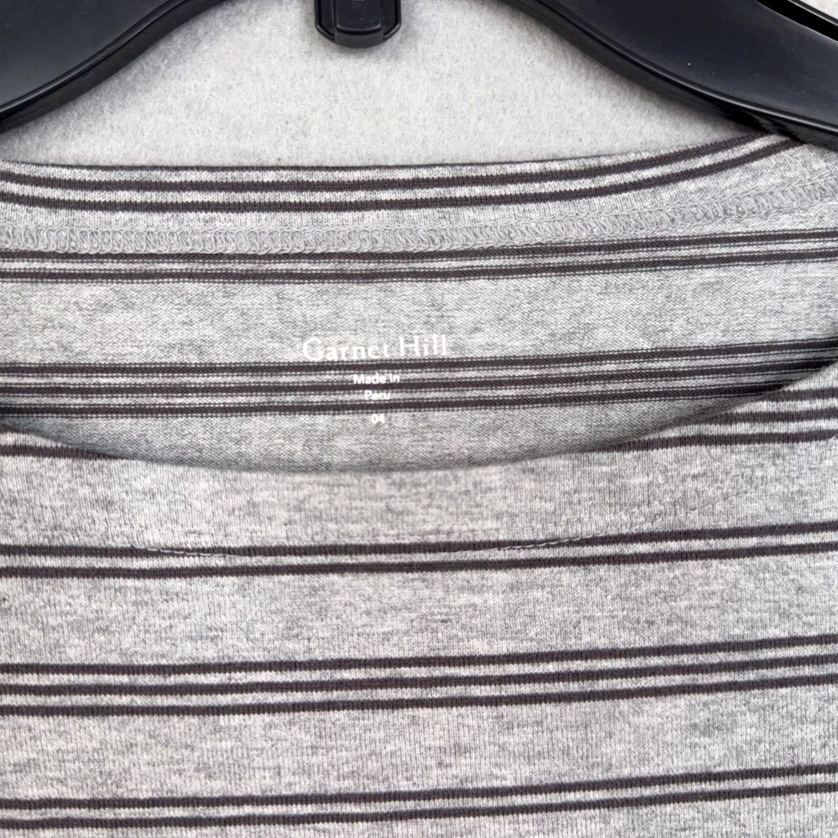 Vintage Garnet Hill Dress Womens 4 Gray Stripe 3/4 Sleeve T Shirt Pockets Organic Jersey Shirt Dress Women Size S / US 4 / IT 40 - 5 Thumbnail