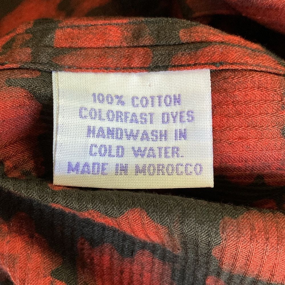 Vintage MIM Made in Marrakesh Cotton Tunic Blouse Red & Black Oversi Size ONE SIZE - 8 Thumbnail