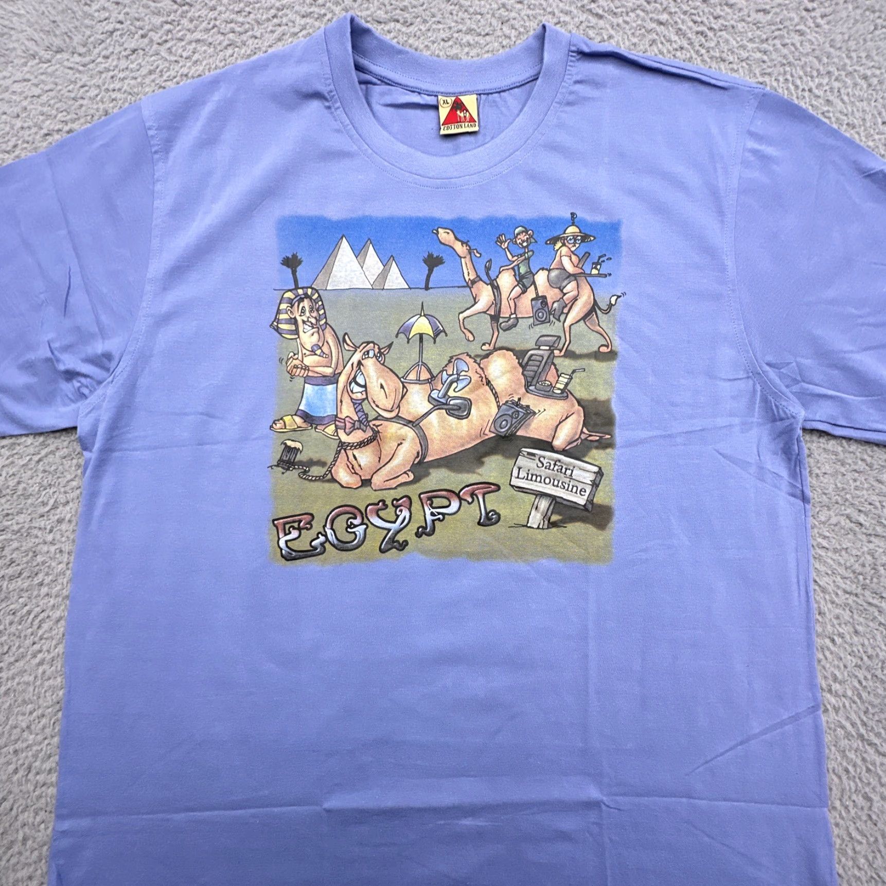Vintage VINTAGE Cotton Land T-Shirt Mens XL Blue 100% Cotton Tourist Print Crew Neck Short Sleeve Size US XL / EU 56 / 4 - 3 Thumbnail