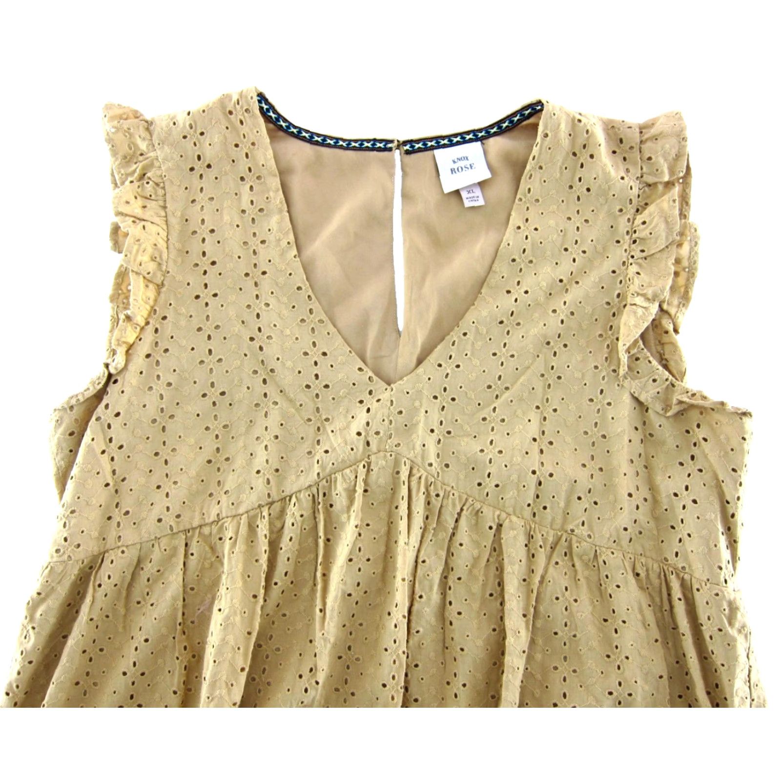 Vintage Knox Rose Cotton Brown Floral Cap Sleeve Empire Waist Smock Dress XL Size XL / US 12-14 / IT 48-50 - 4 Thumbnail