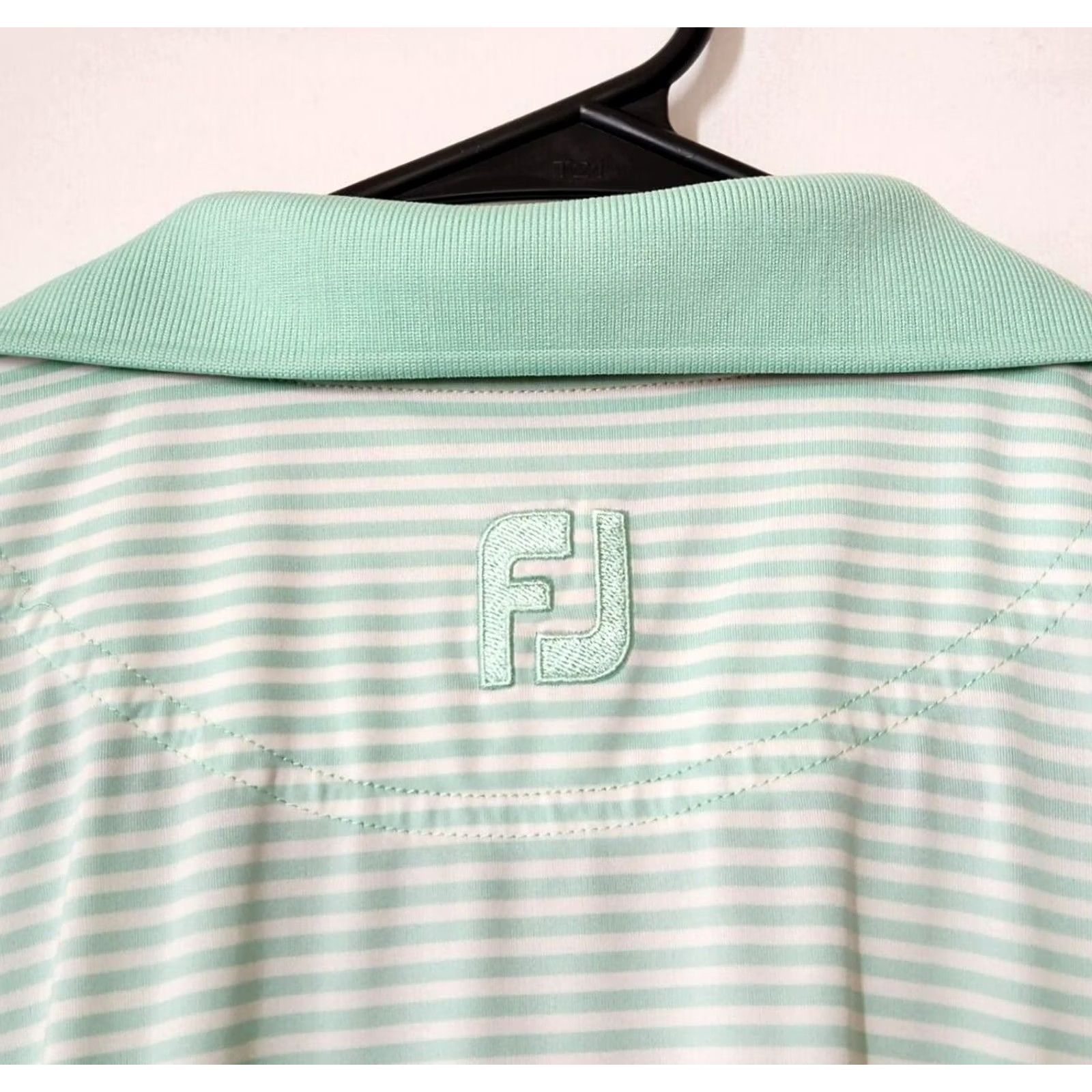 Footjoy FootJoy Mens L Golf Polo Shirt Short Sleeve Stretch Striped Green White Size US L / EU 52-54 / 3 - 5 Thumbnail