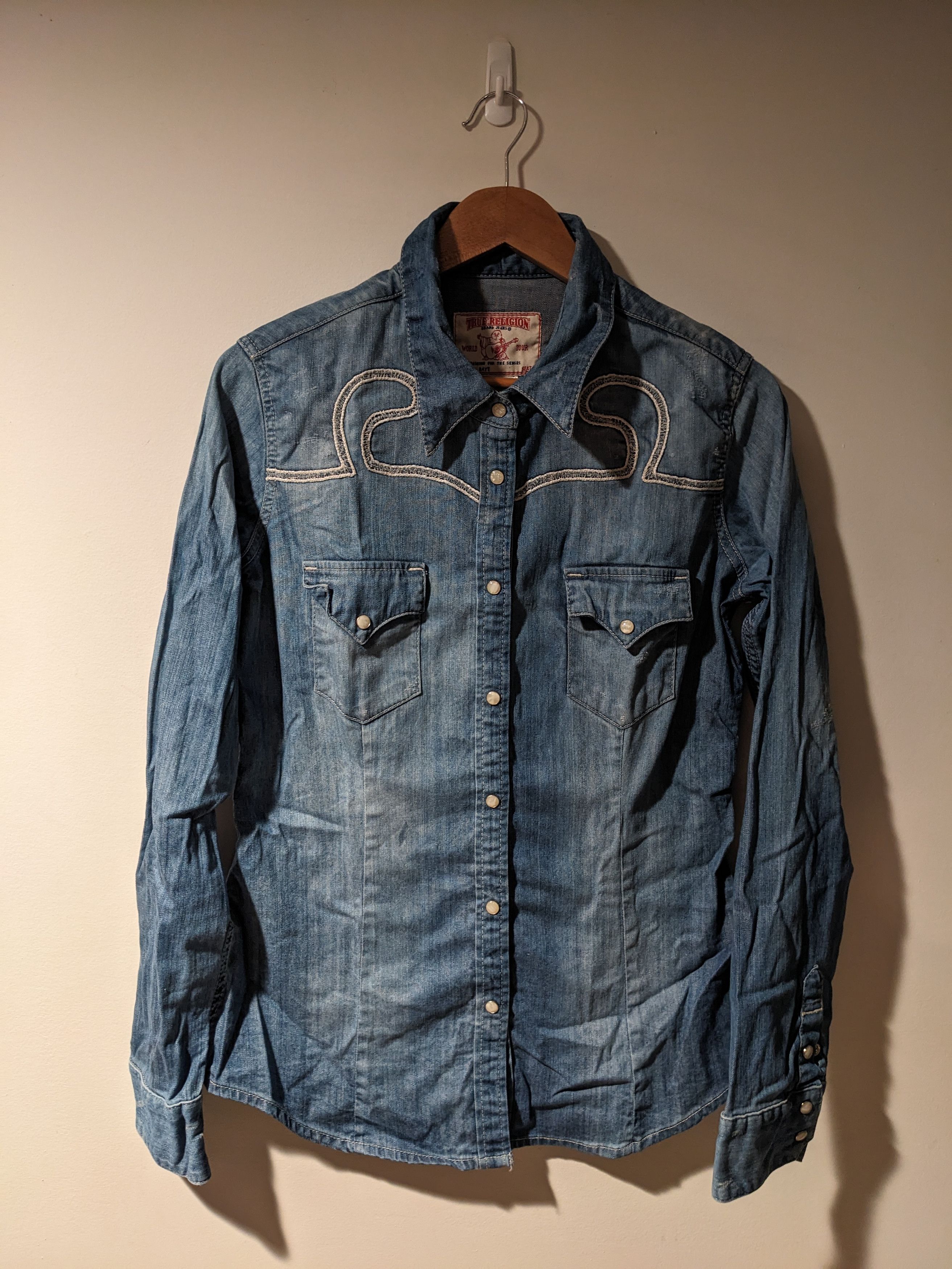 True Religion × Vintage Vintage 90s True Religion Pearl Snap Womans Large Shirt Size L / US 10 / IT 46 - 1 Thumbnail