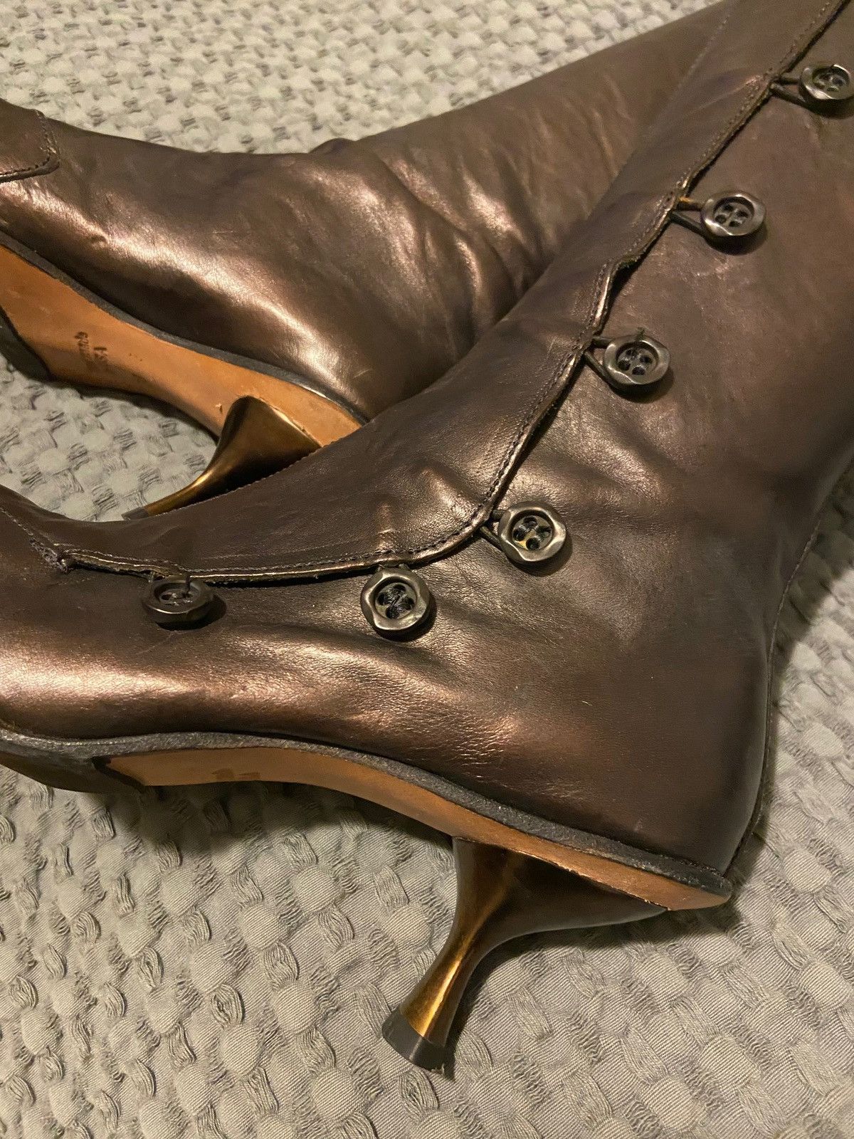 CYDWOQ Brown Leather Knee-High Boots Size US 7 / IT 37 - 3 Thumbnail