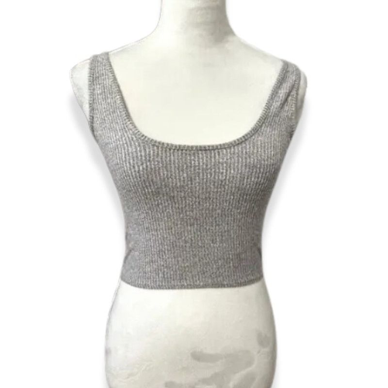Other Open Edit Crop Top Marled Sleeveless Scoop Neck Gray S NWOT Size S / US 4 / IT 40 - 1 Thumbnail