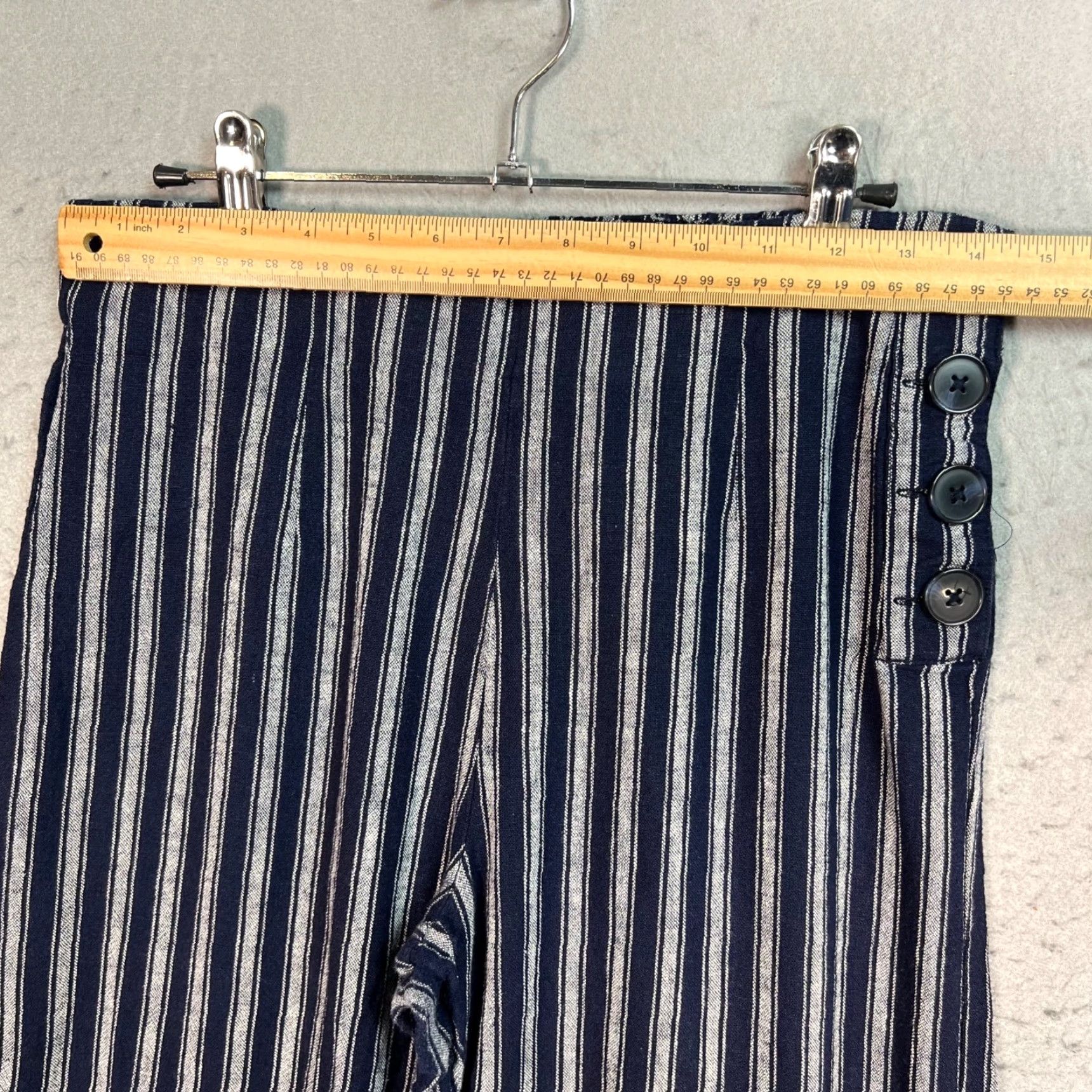 Gap Gap Pants Womens 4 Regular Striped Wide-Leg Blue & White Cotton Blend Casual Business - Adult Womens 4 Size 27" / US 4 / IT 40 - 6 Thumbnail